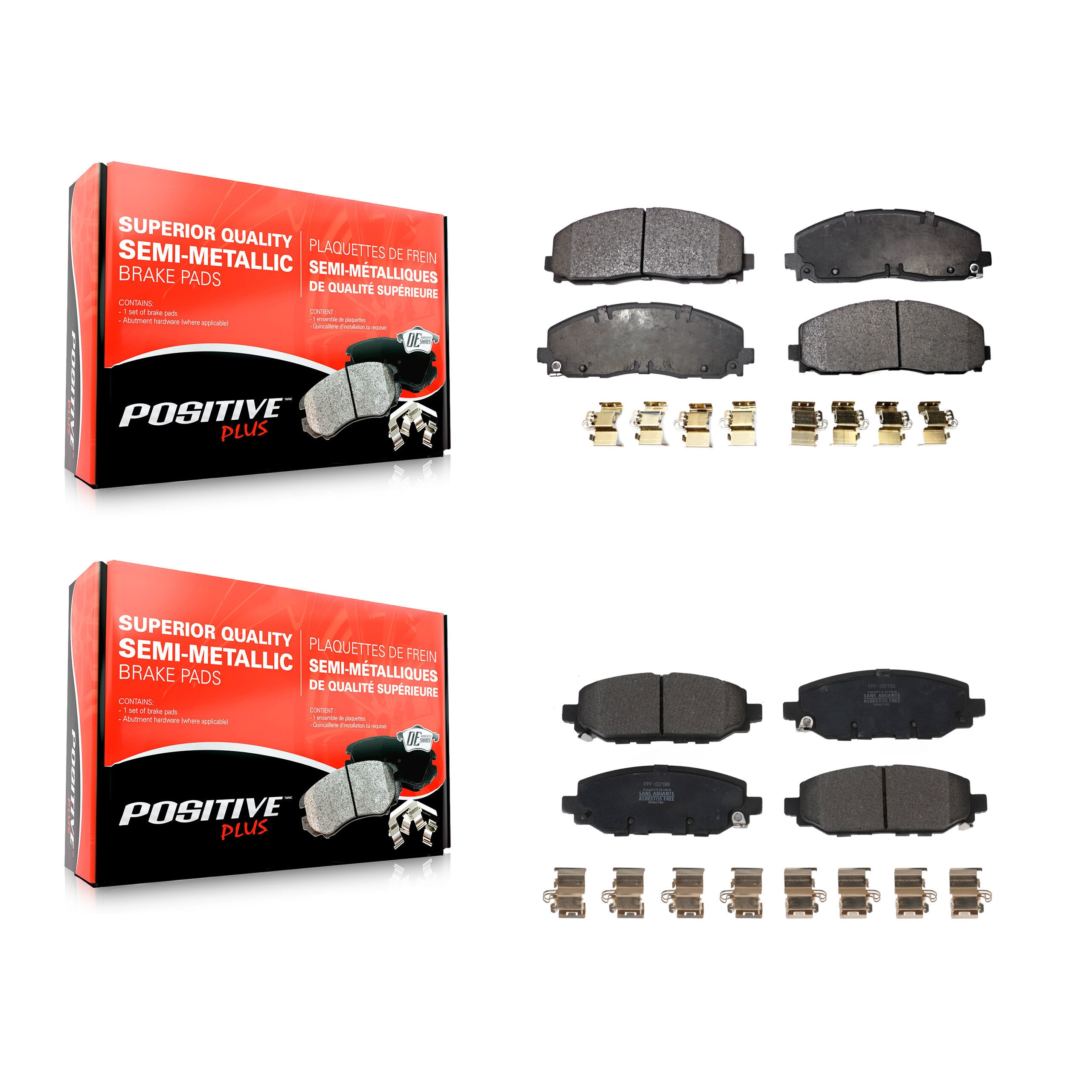 Positive Plus KPF-100627 Disc Brake Pad for 2018-2022 Jeep Wrangler - Front and Rear