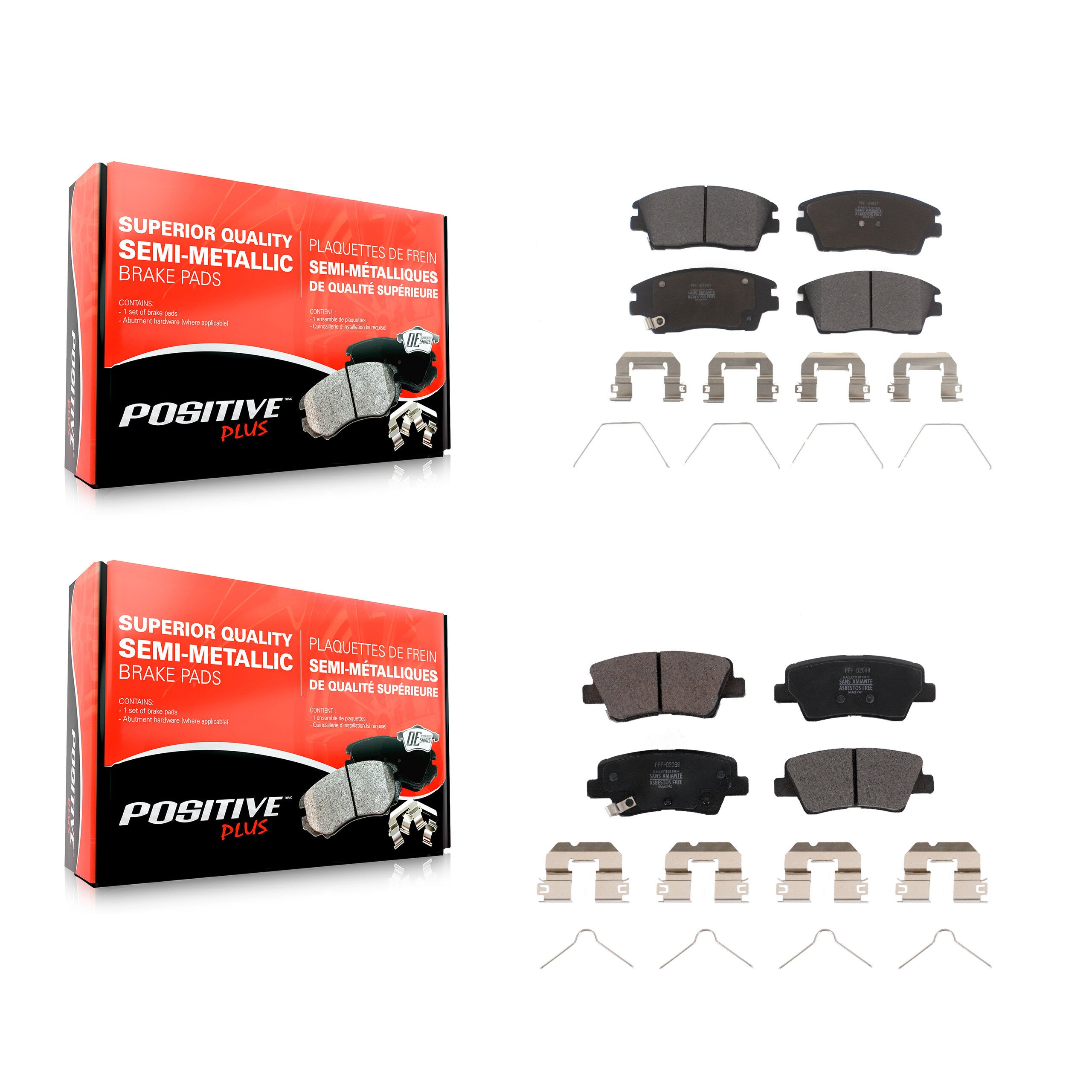Positive Plus KPF-100631 Disc Brake Pad for 2017-2022 Hyundai Tucson, Kia Sportage - Front and Rear
