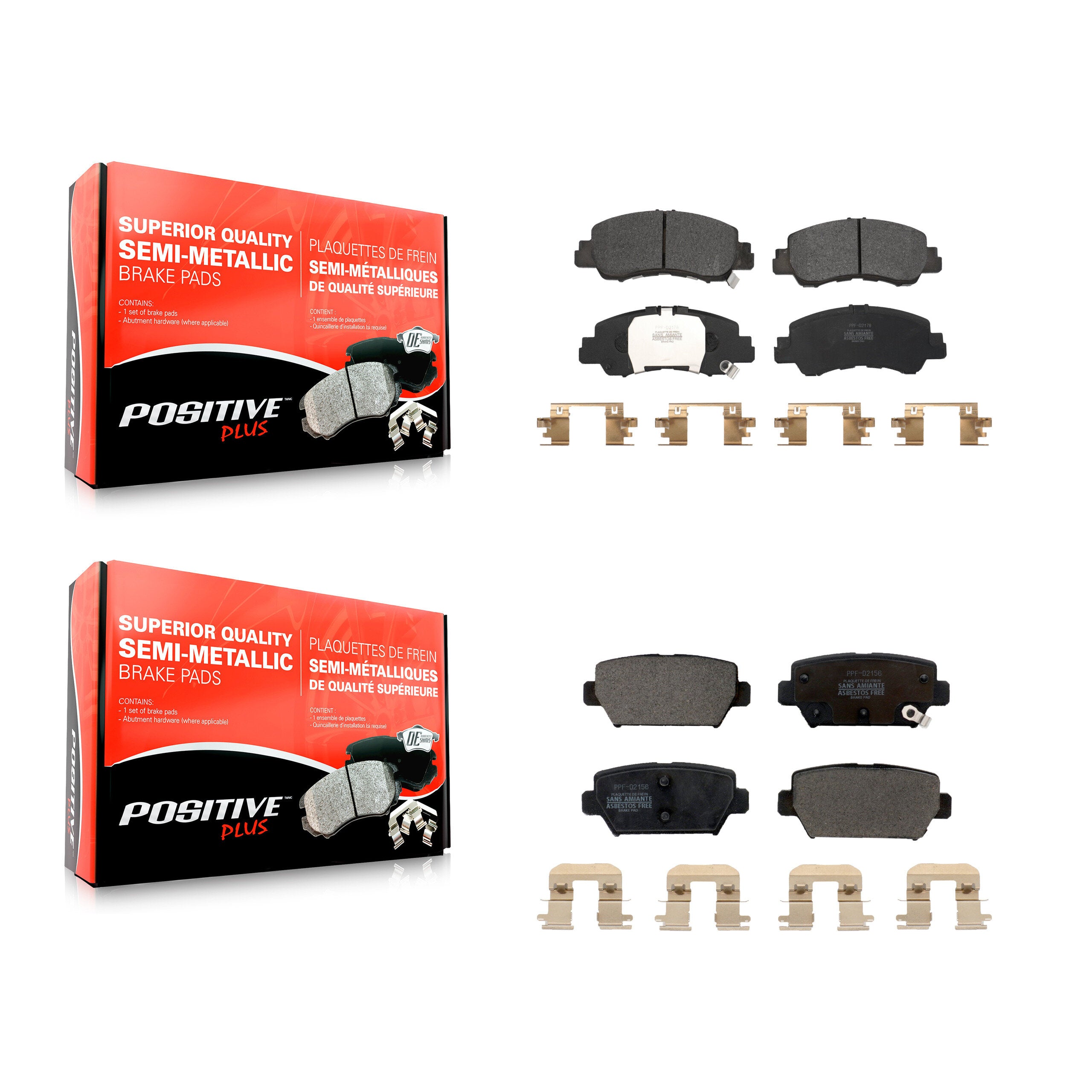 Positive Plus KPF-100634 Disc Brake Pad for 2018-2022 Mitsubishi Eclipse Cross - Front and Rear