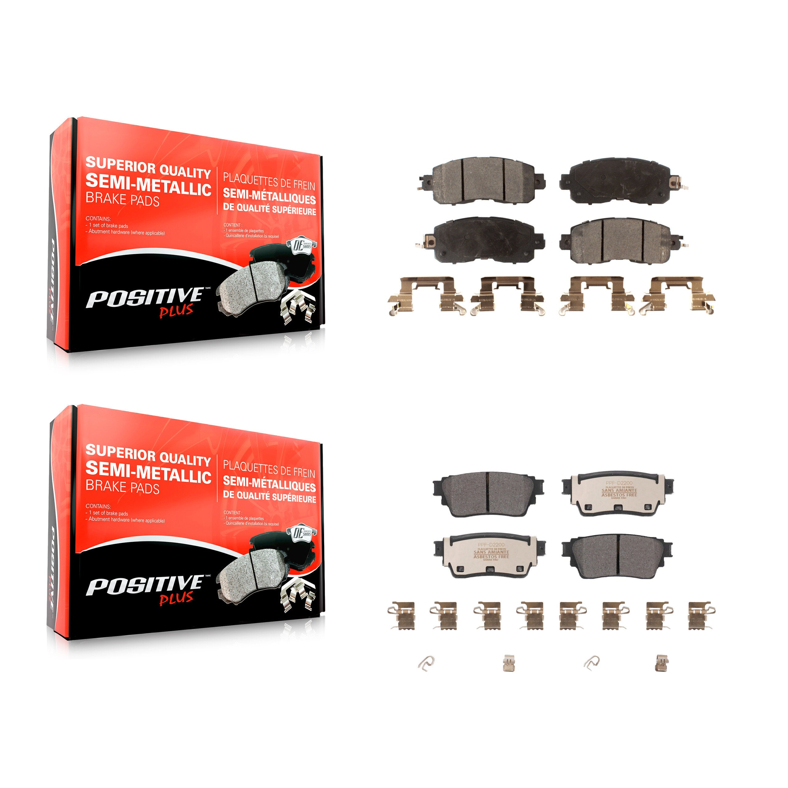 Positive Plus KPF-100635 Disc Brake Pad for 2019-2023 Nissan Altima - Front and Rear