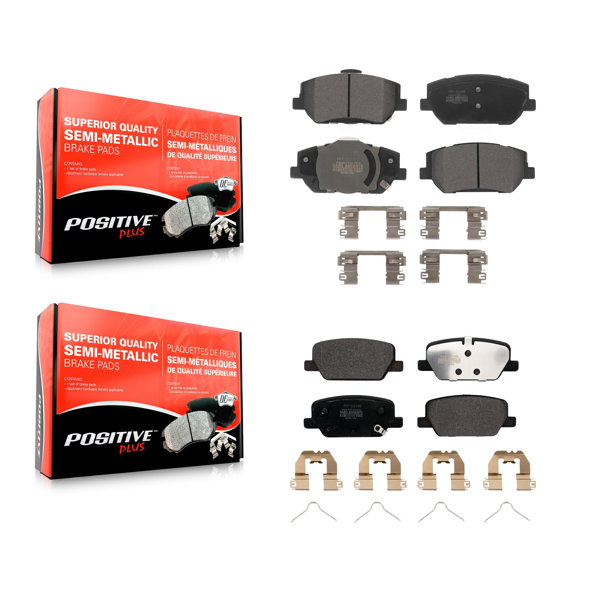 Positive Plus KPF-100642 Disc Brake Pad for 2019-2020 Hyundai Santa Fe - Front and Rear