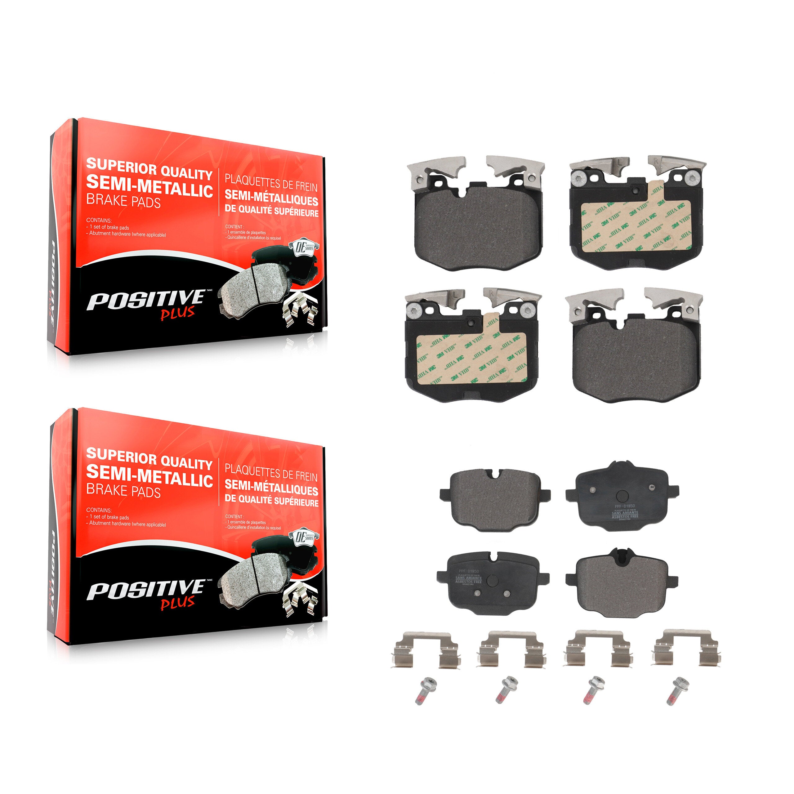 Positive Plus KPF-100646 Disc Brake Pad for 2016-2023 BMW 840i xDrive, BMW 840i xDrive Gran Coupe and More - Front and Rear