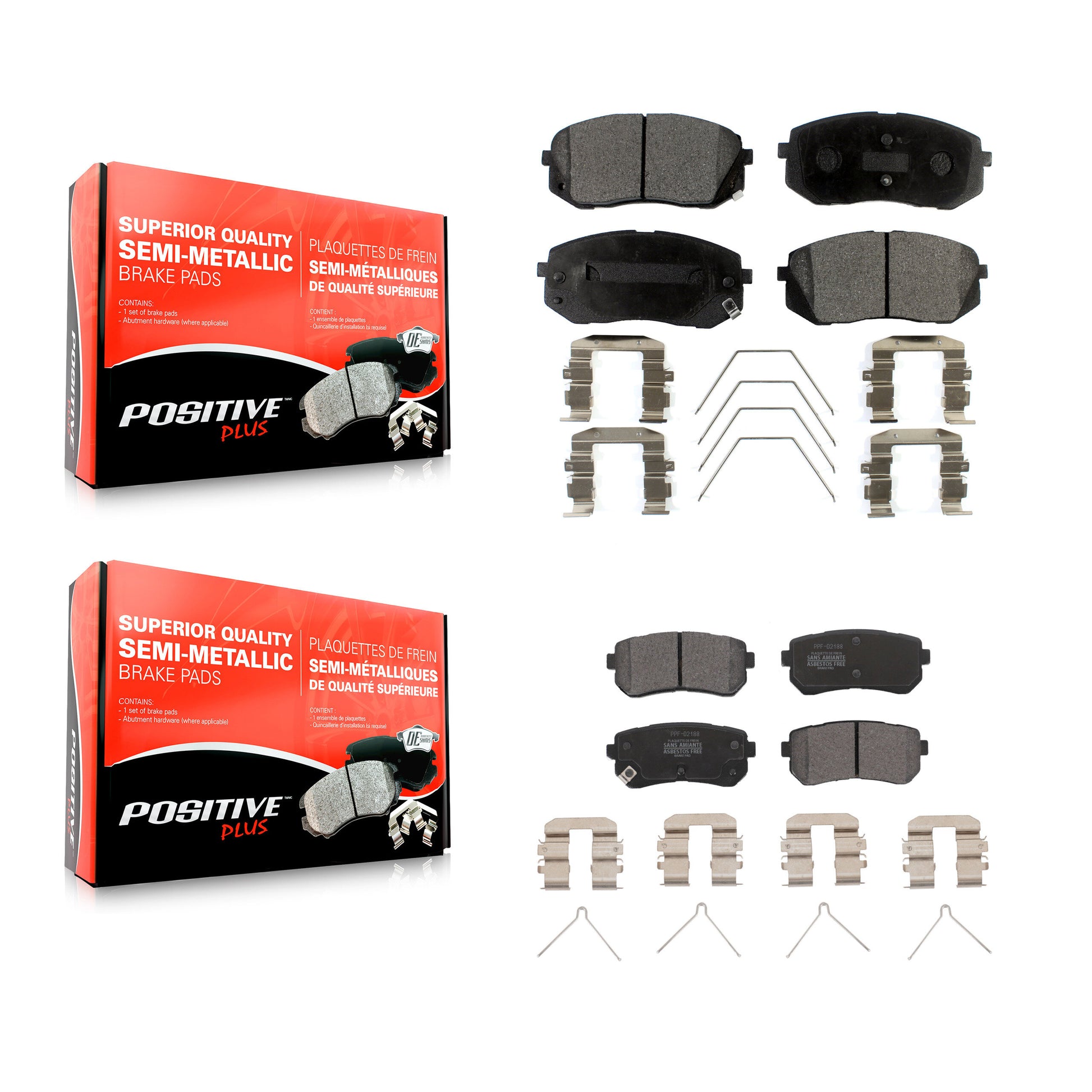 Positive Plus KPF-100648 Disc Brake Pad for 2018-2024 Hyundai Kona, Kia Seltos - Front and Rear
