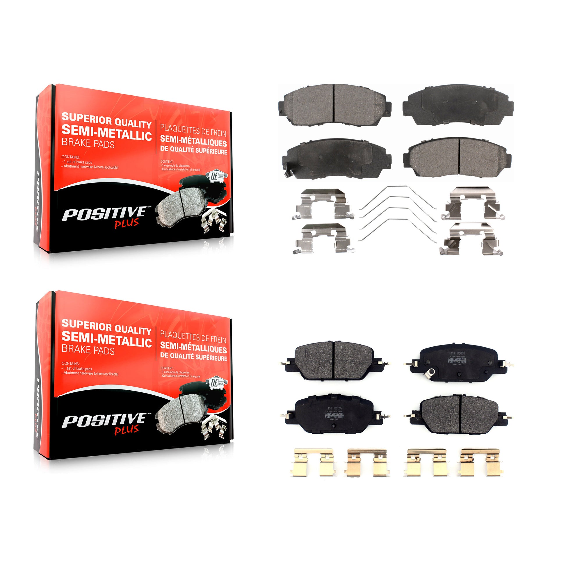 Positive Plus KPF-100650 Disc Brake Pad for 2020-2022 Honda CR-V - Front and Rear