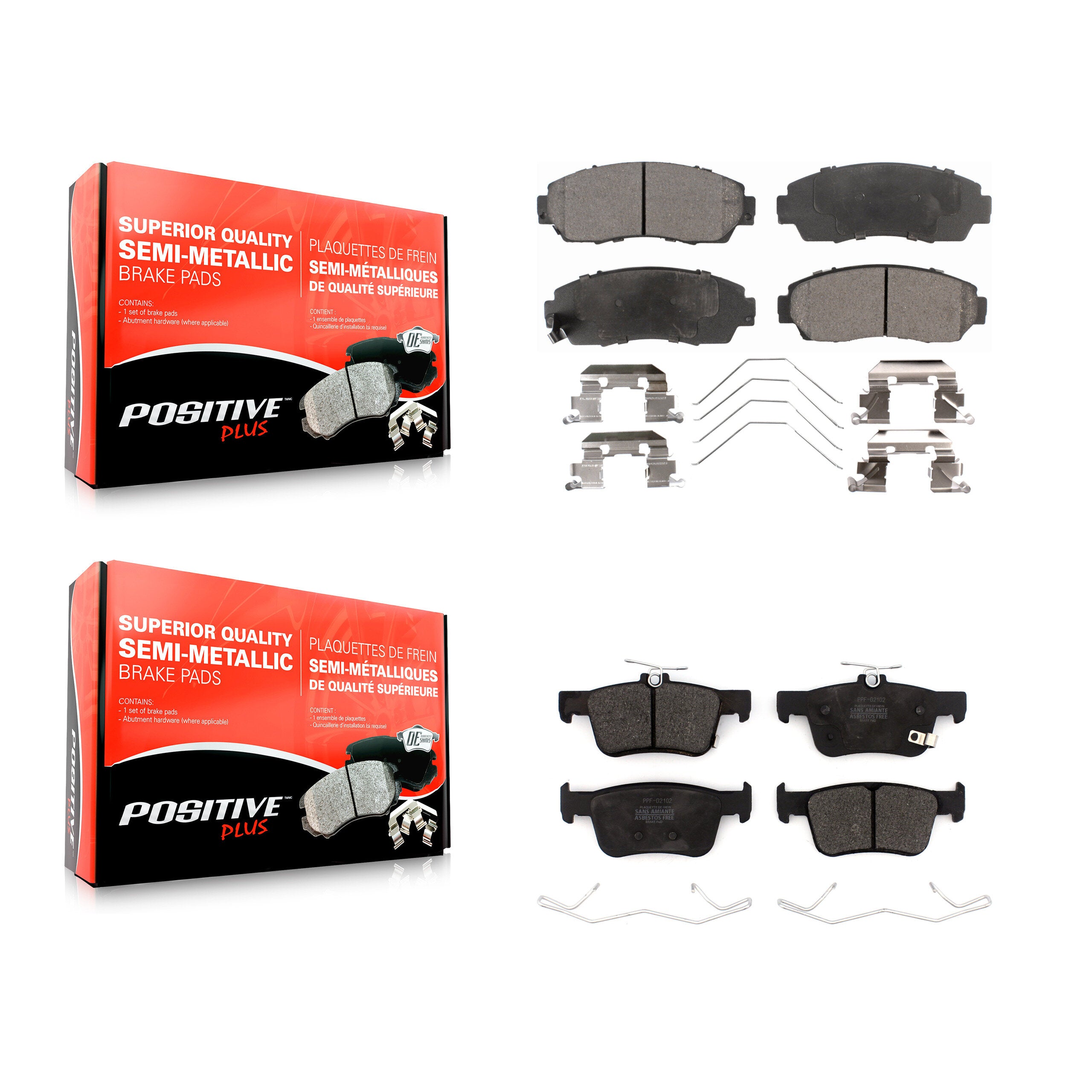 Positive Plus KPF-100651 Disc Brake Pad for 2021-2024 Acura RDX, Acura TLX - Front and Rear
