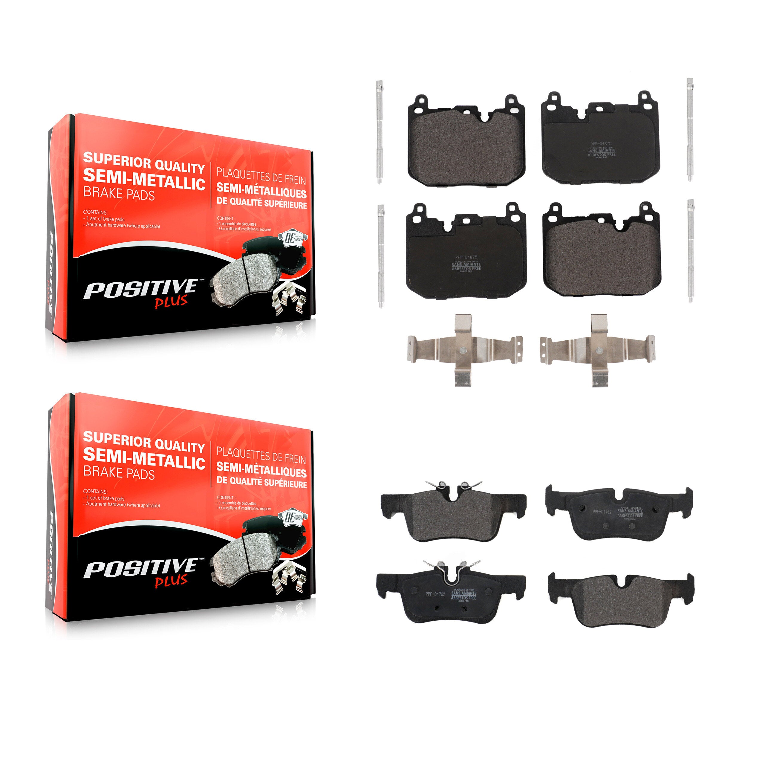 Positive Plus KPF-100654 Disc Brake Pad for 2017-2022 BMW 228i Gran Coupe, BMW 228i xDrive Gran Coupe and More - Front and Rear