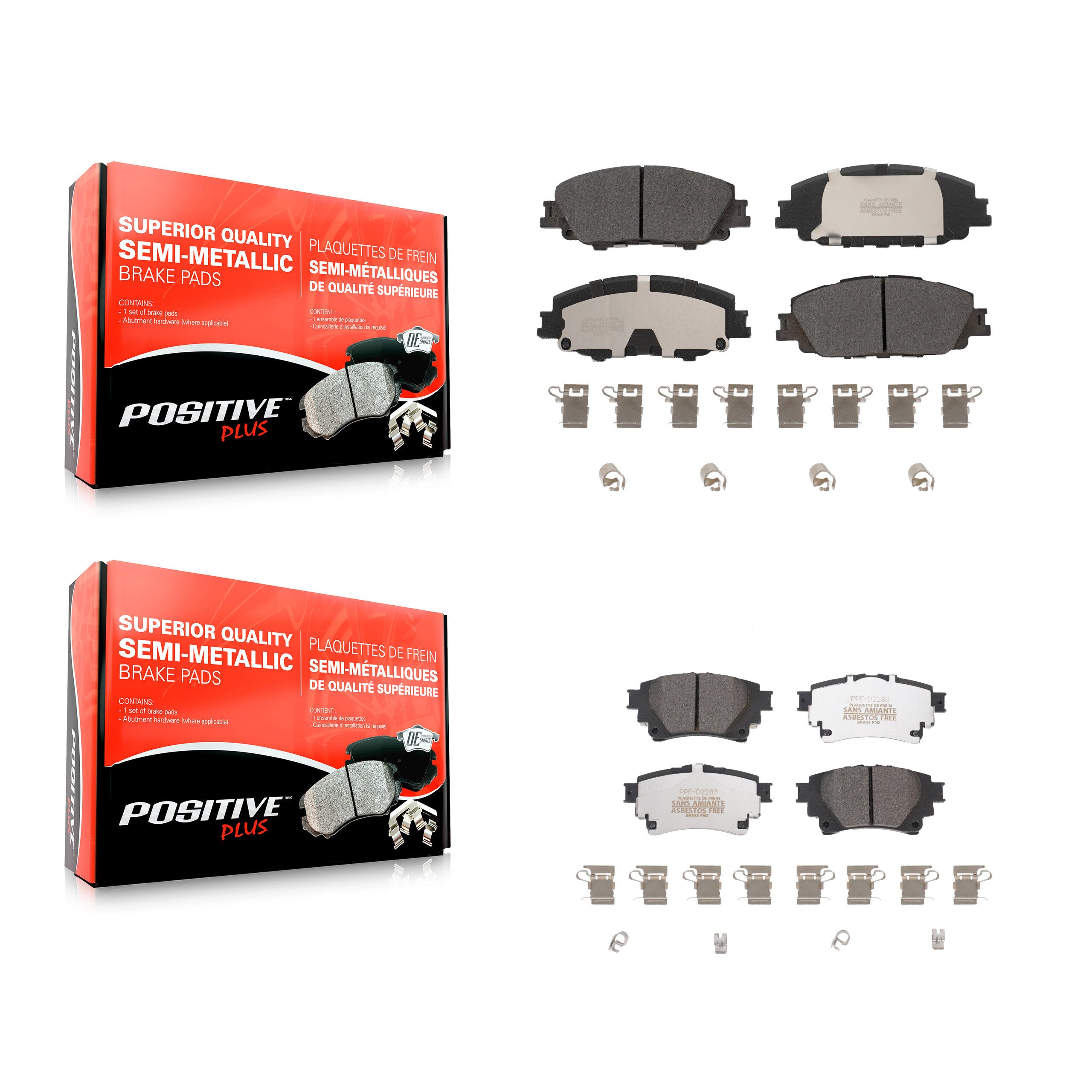 Positive Plus KPF-100655 Disc Brake Pad for 2019-2025 Toyota Corolla - Front and Rear