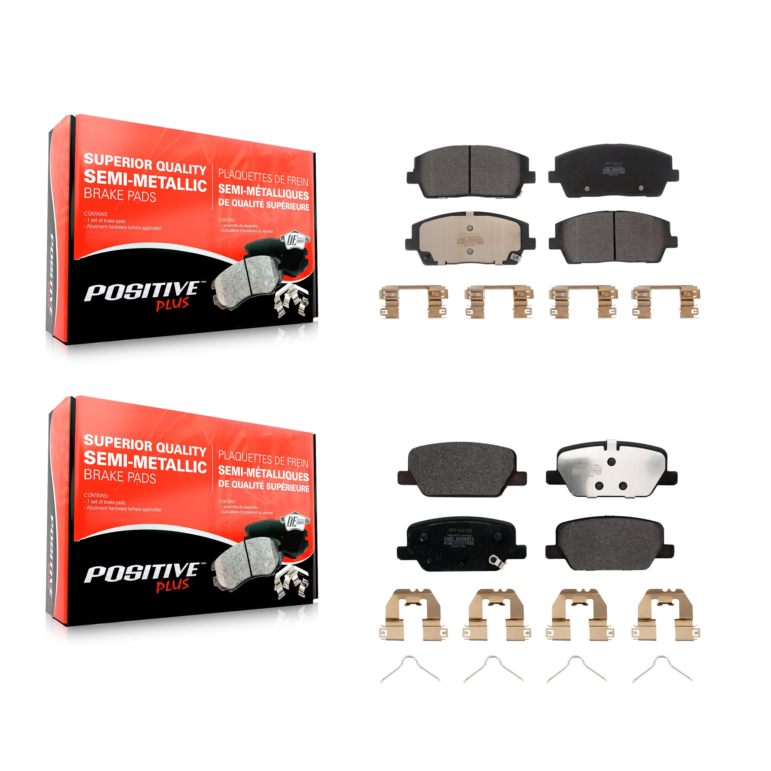 Positive Plus KPF-100656 Disc Brake Pad for 2020-2024 Hyundai Palisade, Kia Telluride - Front and Rear
