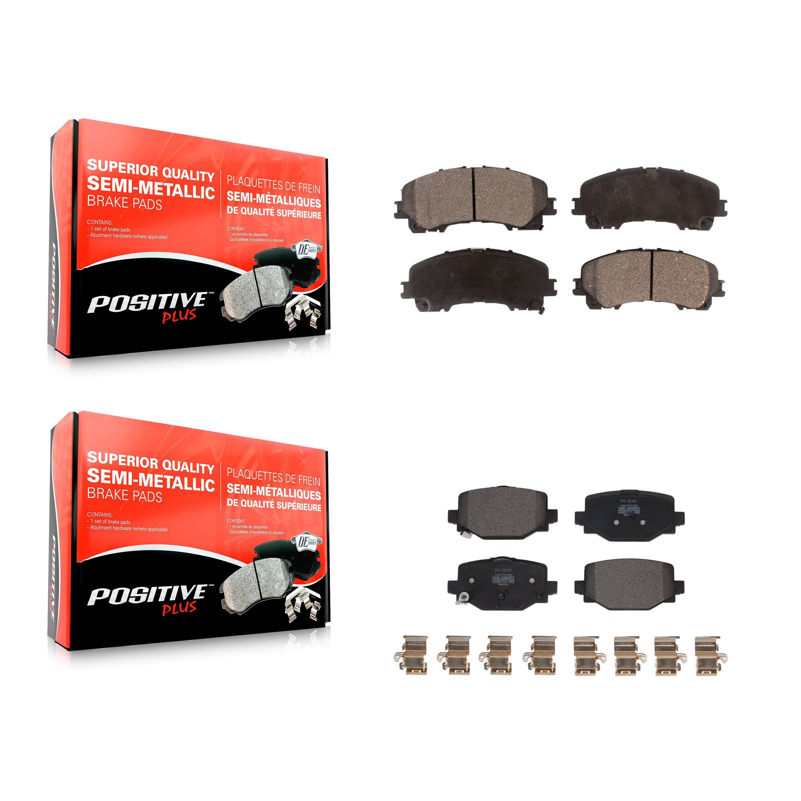 Positive Plus KPF-100657 Disc Brake Pad for 2019-2024 INFINITI QX55, INFINITI QX50 - Front and Rear