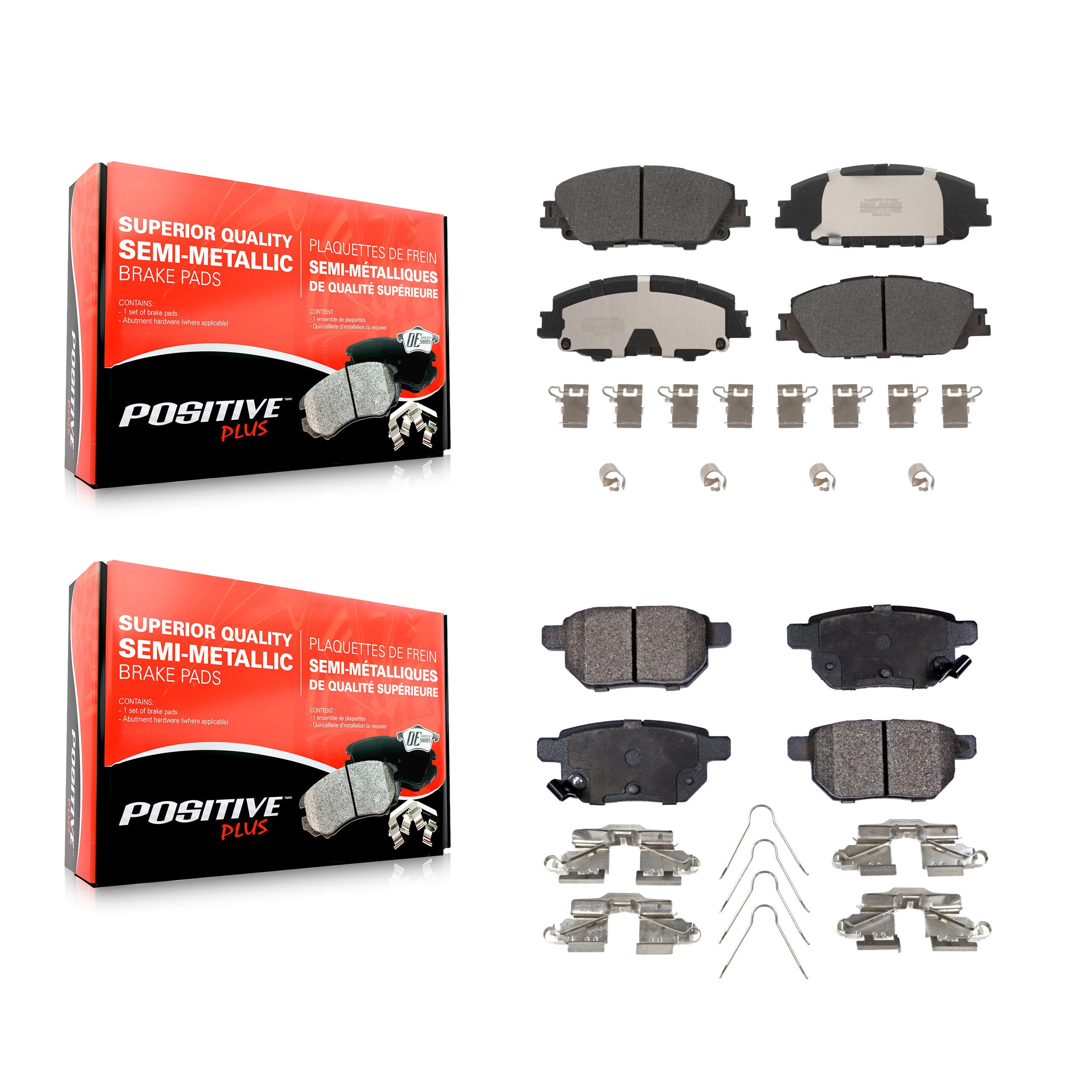 Positive Plus KPF-100658 Disc Brake Pad for 2019-2022 Toyota Corolla, Toyota Prius Prime - Front and Rear