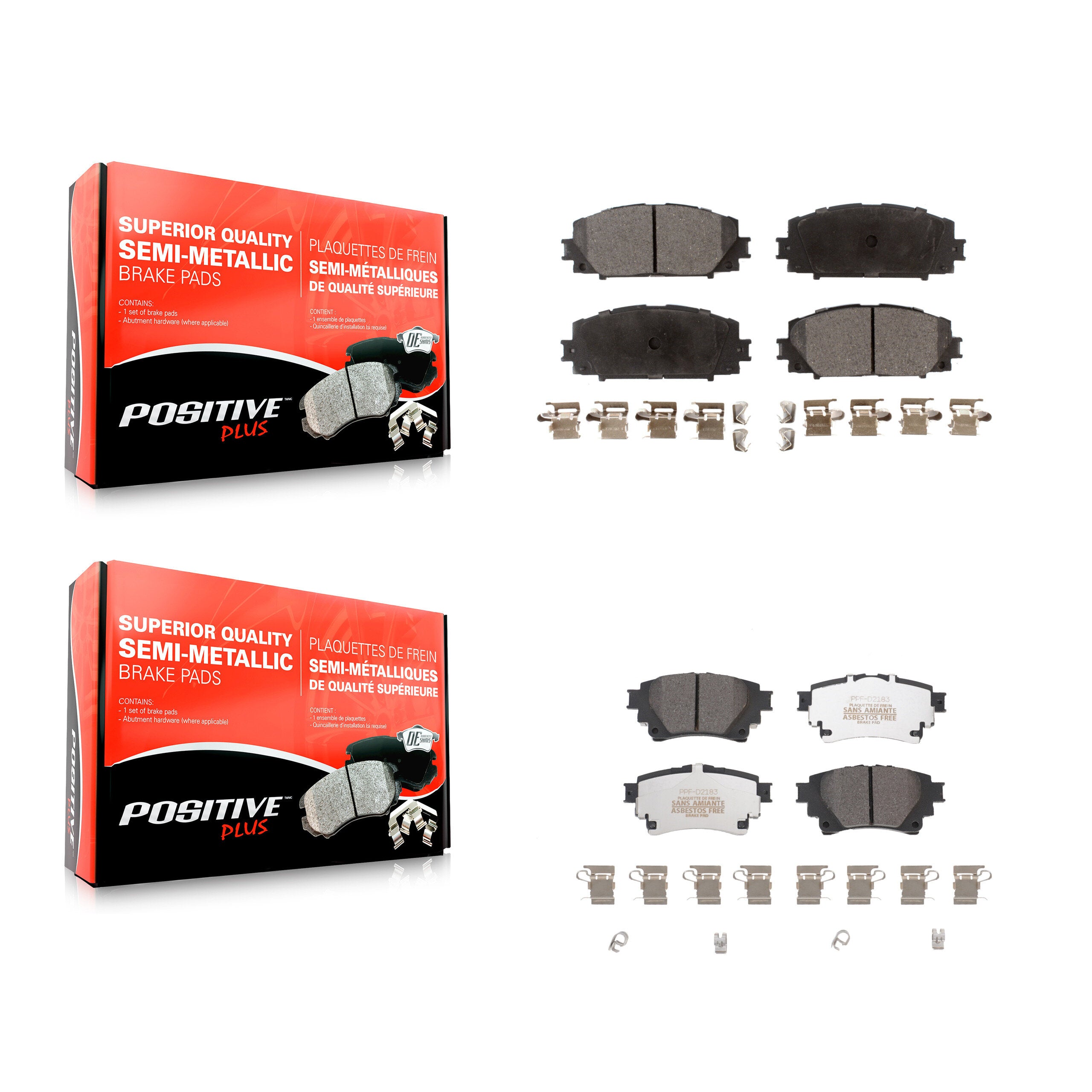 Positive Plus KPF-100661 Disc Brake Pad for 2020-2022 Toyota Corolla - Front and Rear