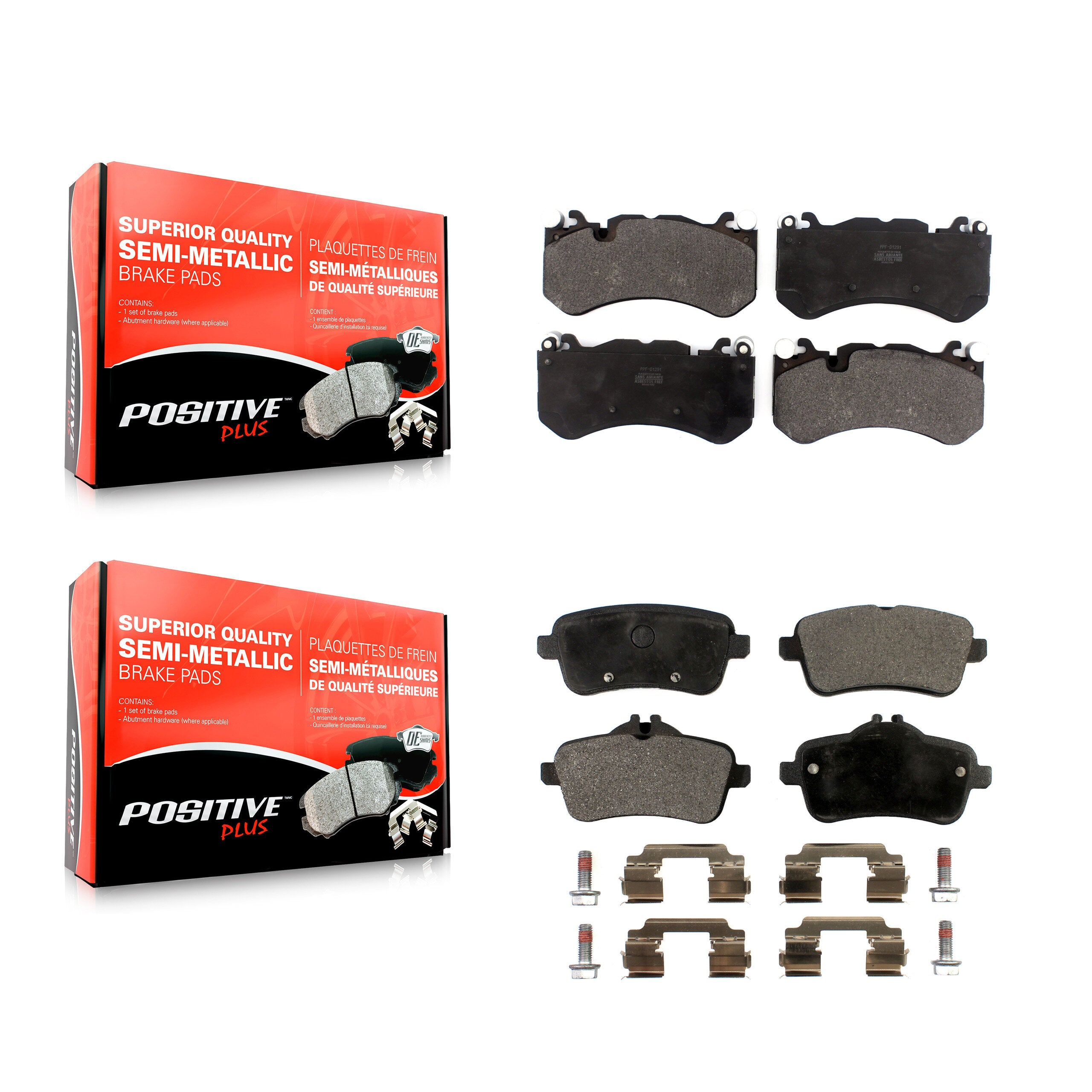 Positive Plus KPF-100663 Disc Brake Pad for 2012-2019 Mercedes-Benz GLE43 AMG, Mercedes-Benz GLE63 AMG and More - Front and Rear
