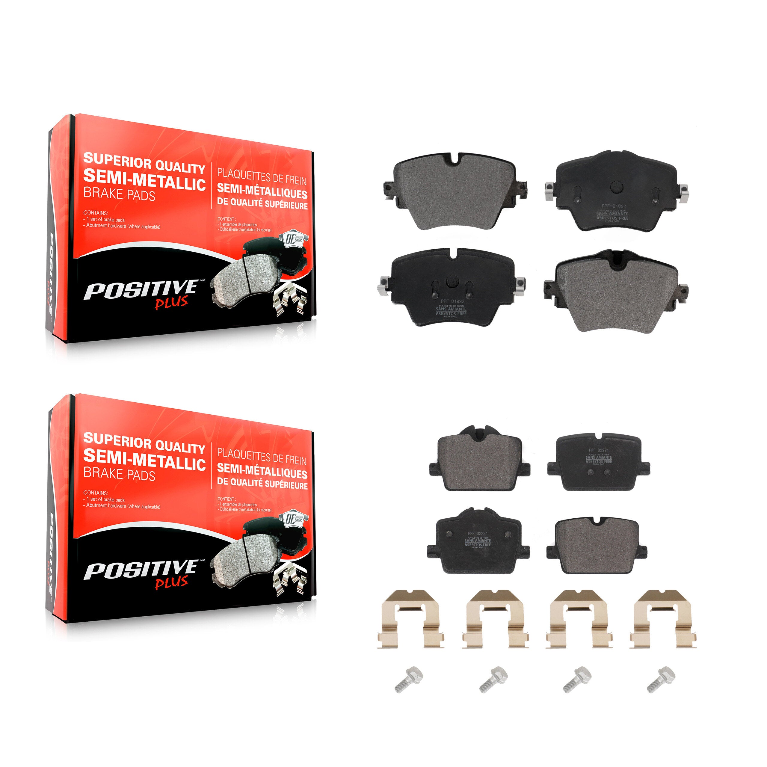 Positive Plus KPF-100664 Disc Brake Pad for 2019-2022 BMW 230i, Toyota GR Supra and More - Front and Rear