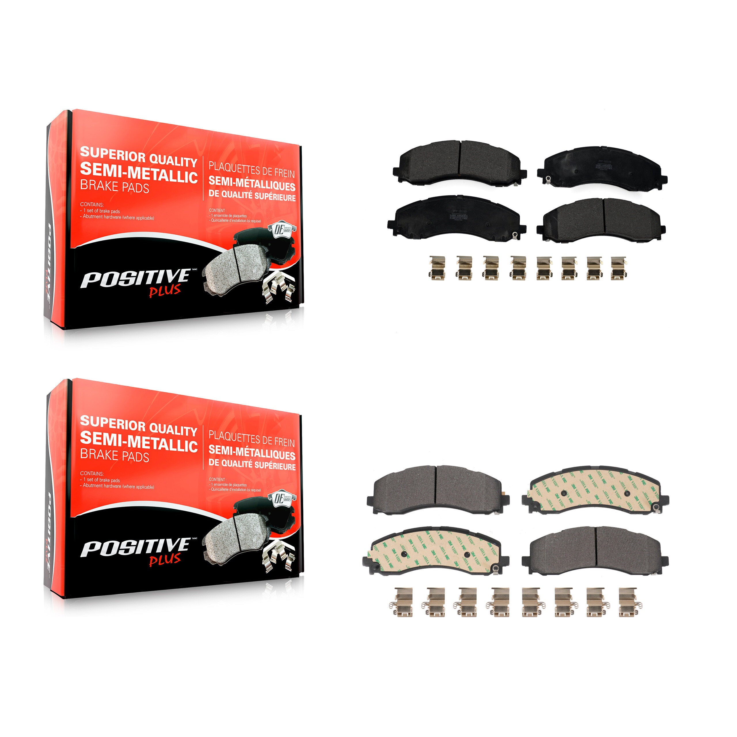 Positive Plus KPF-100672 Disc Brake Pad for 2019-2024 Ram 2500, Ram 3500 - Front and Rear