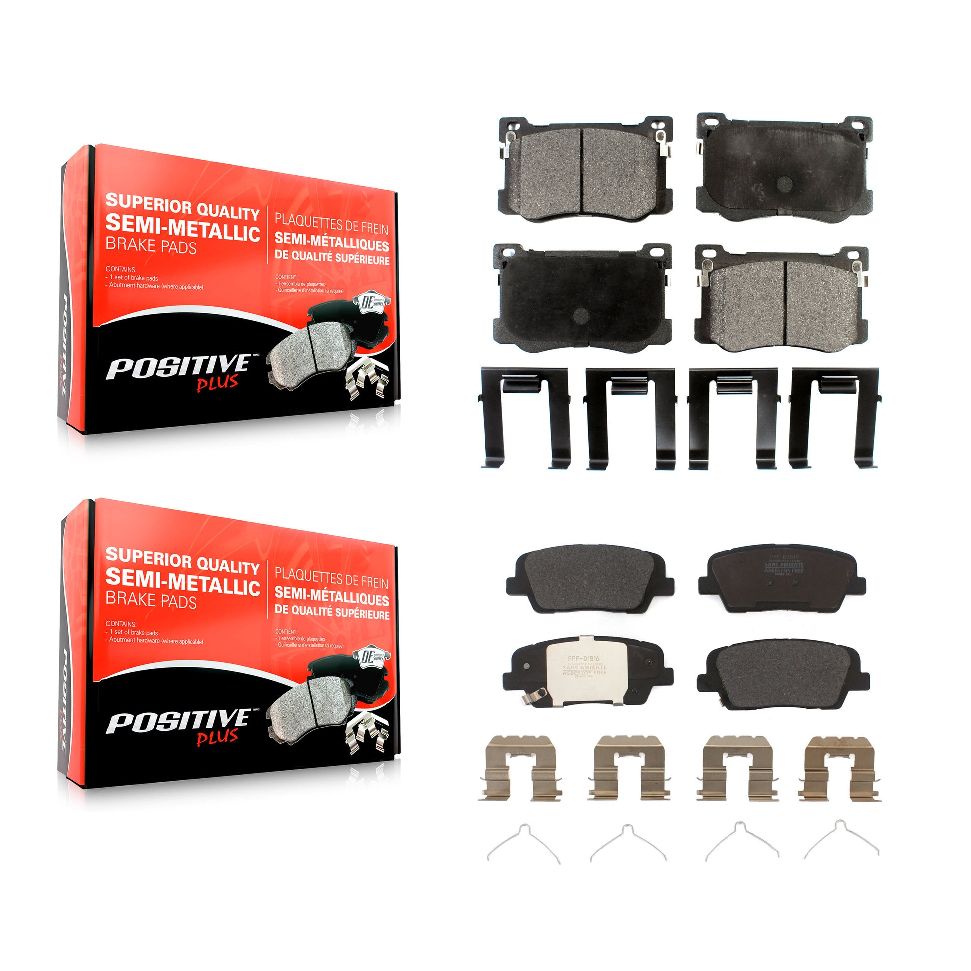 Positive Plus KPF-100673 Disc Brake Pad for 2018-2020 Genesis G80 - Front and Rear