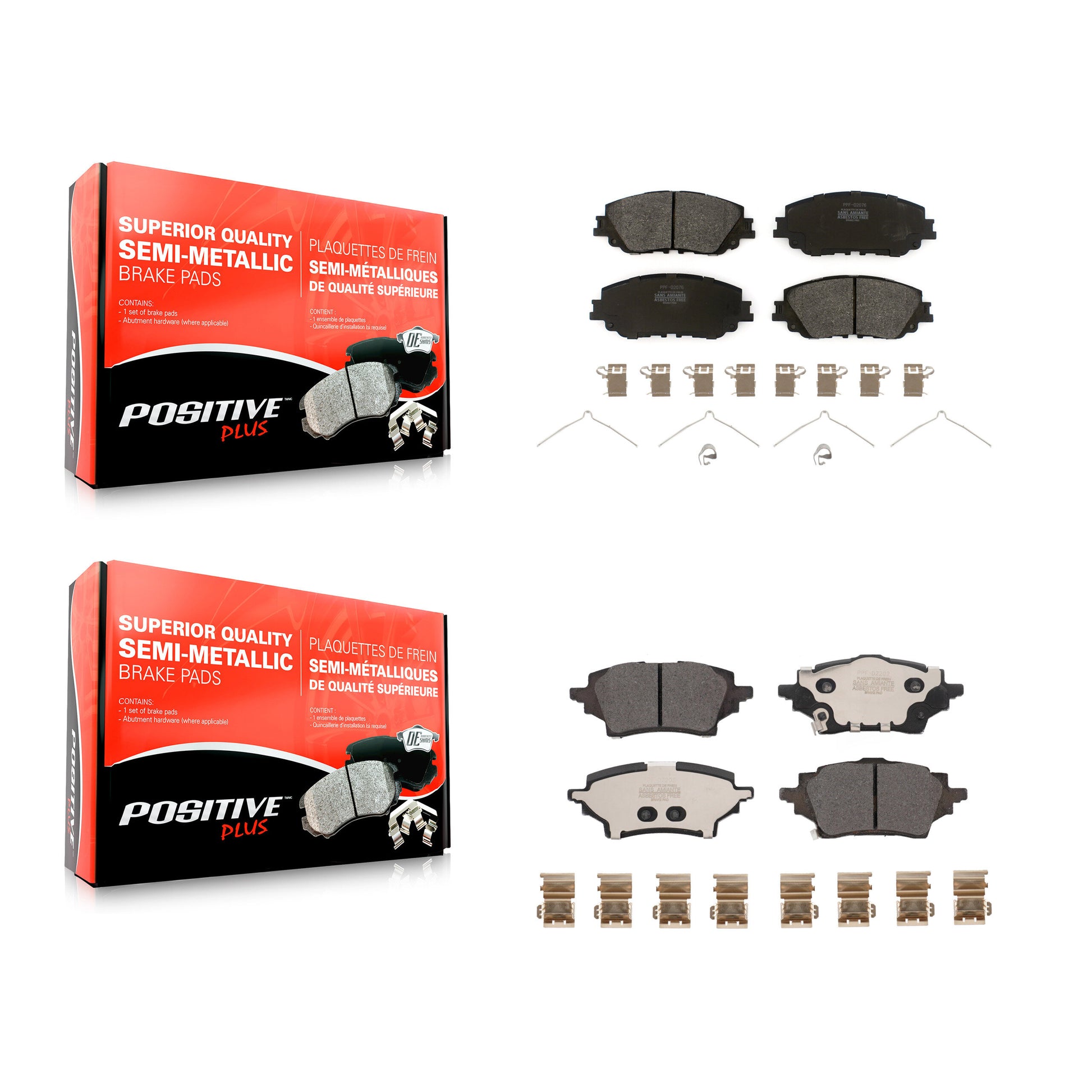 Positive Plus KPF-100676 Disc Brake Pad for 2019 Toyota C-HR - Front and Rear