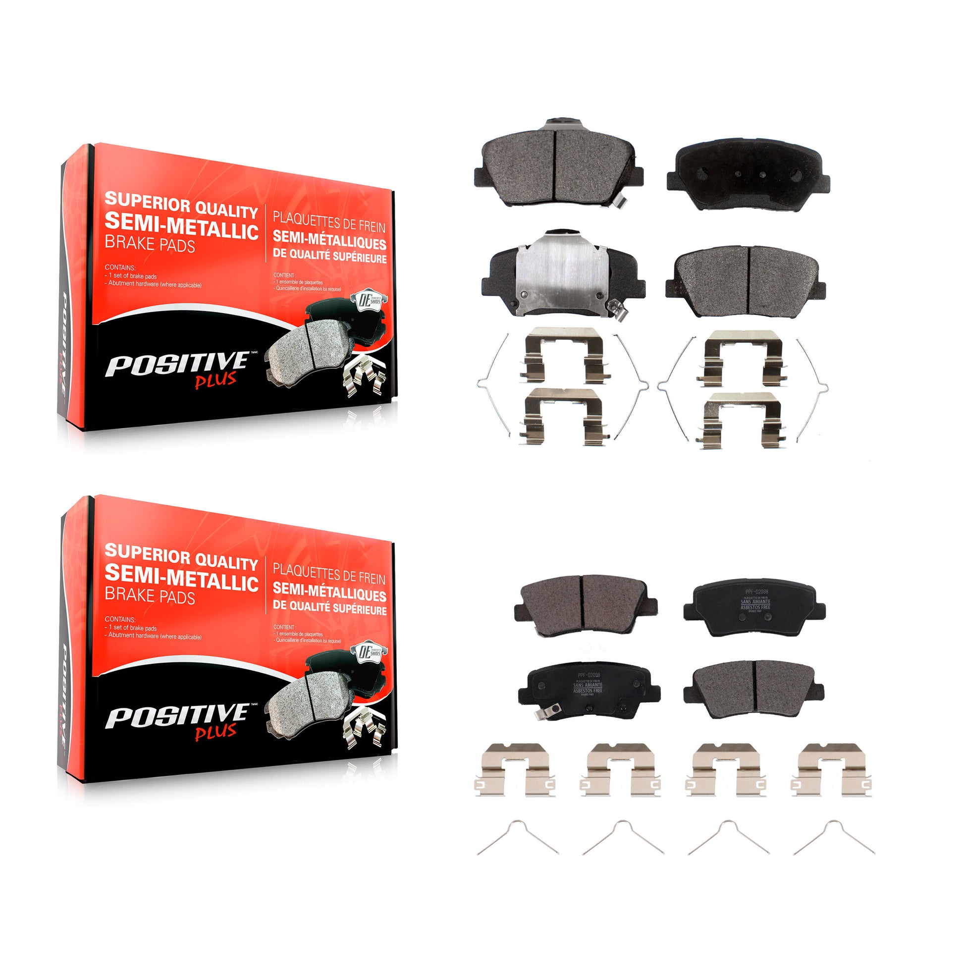 Positive Plus KPF-100680 Disc Brake Pad for 2019-2022 Hyundai Nexo - Front and Rear