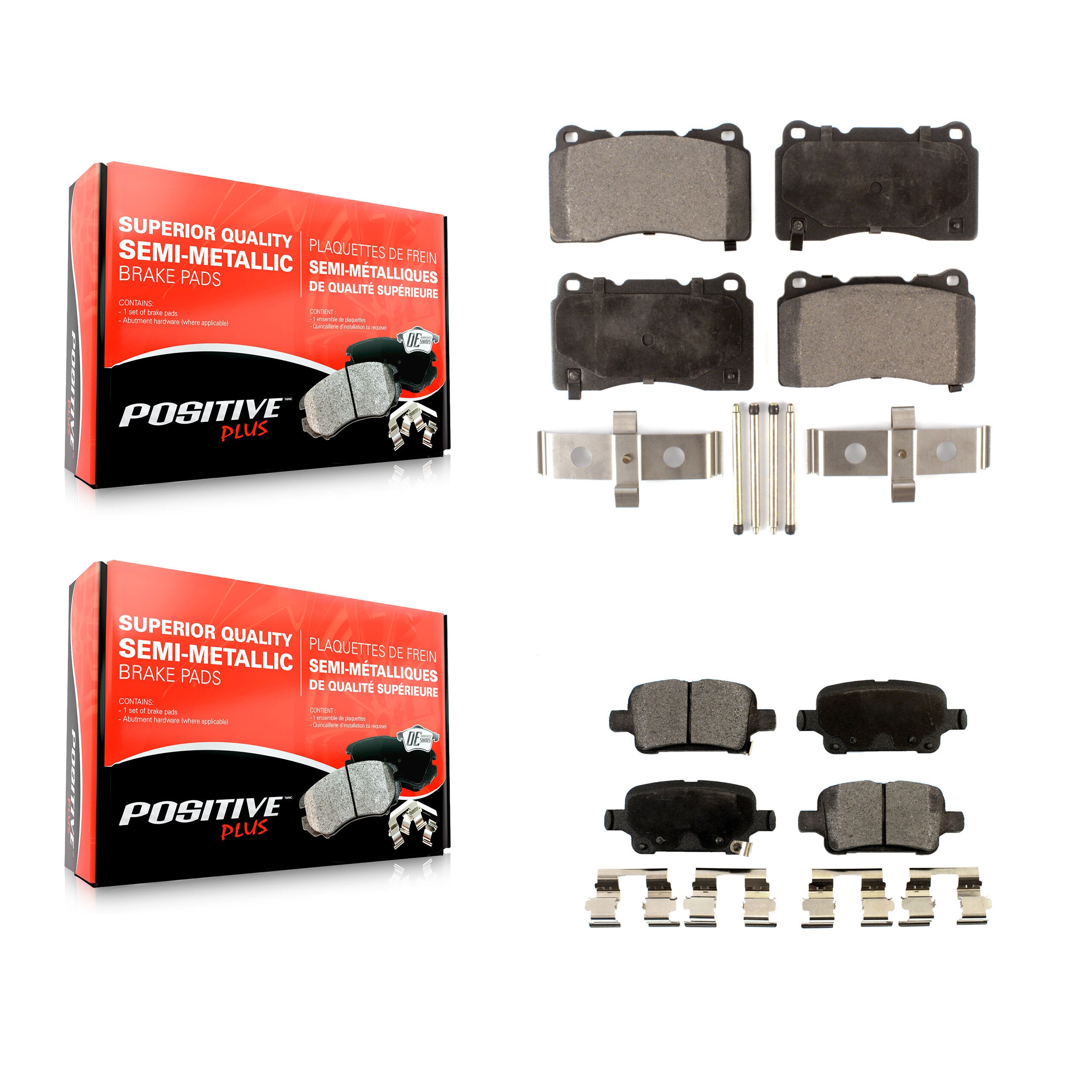 Positive Plus KPF-100681 Disc Brake Pad for 2018-2020 Buick Regal Sportback, Buick Regal TourX - Front and Rear