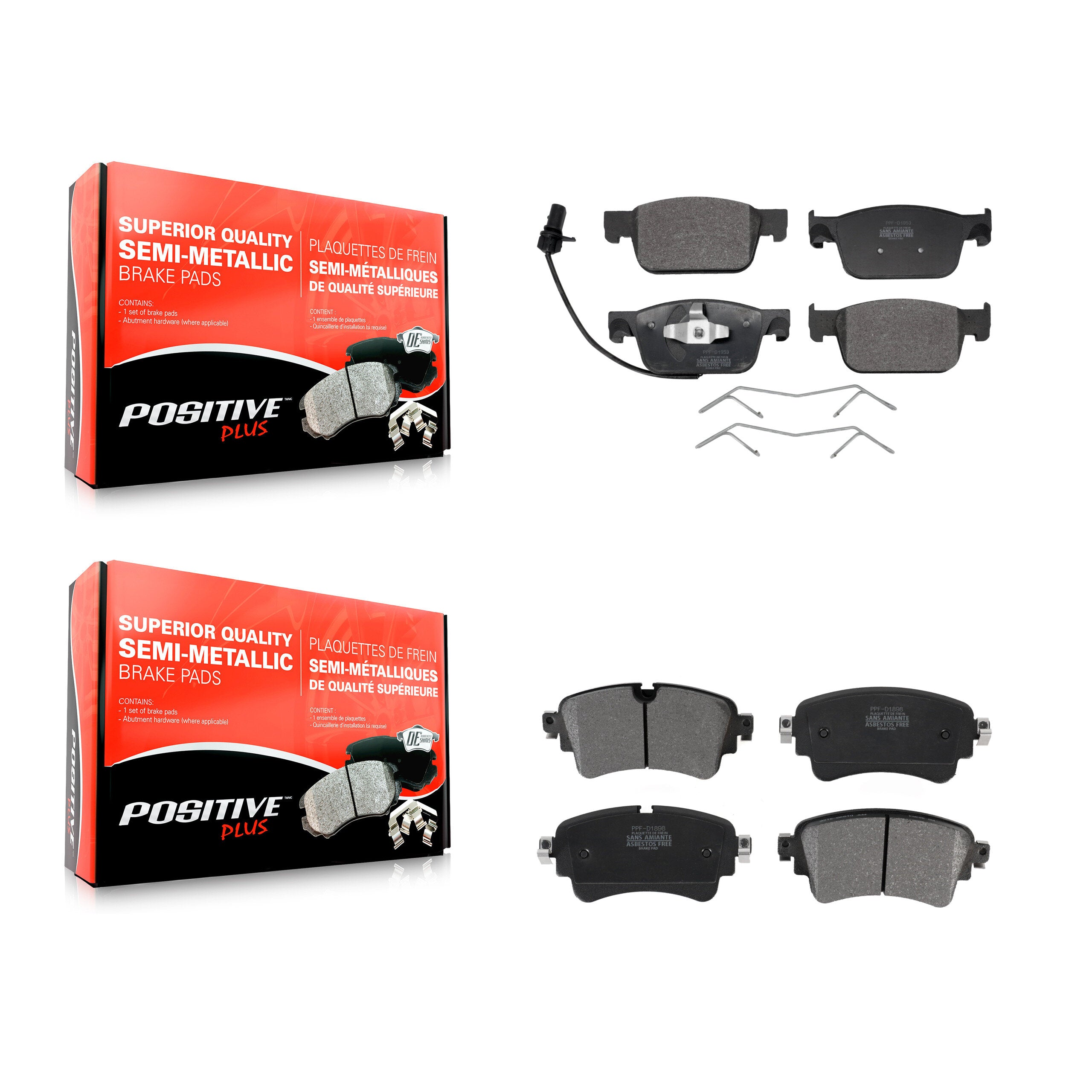 Positive Plus KPF-100687 Disc Brake Pad for 2017-2019 Audi A5 Quattro, Audi A5 Sportback and More - Front and Rear