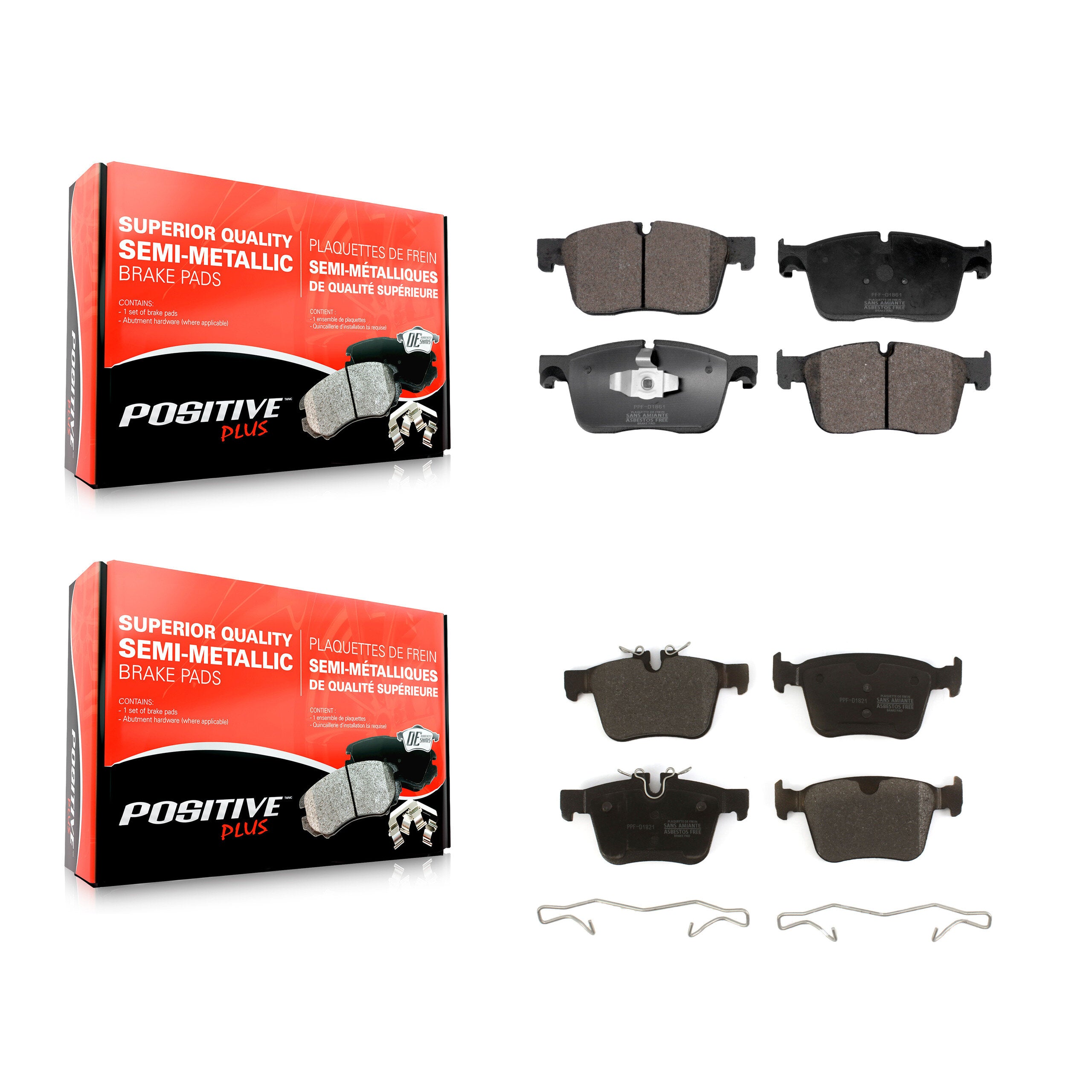 Positive Plus KPF-100688 Disc Brake Pad for 2016-2024 Jaguar F-Pace, Land Rover Range Rover Velar and More - Front and Rear