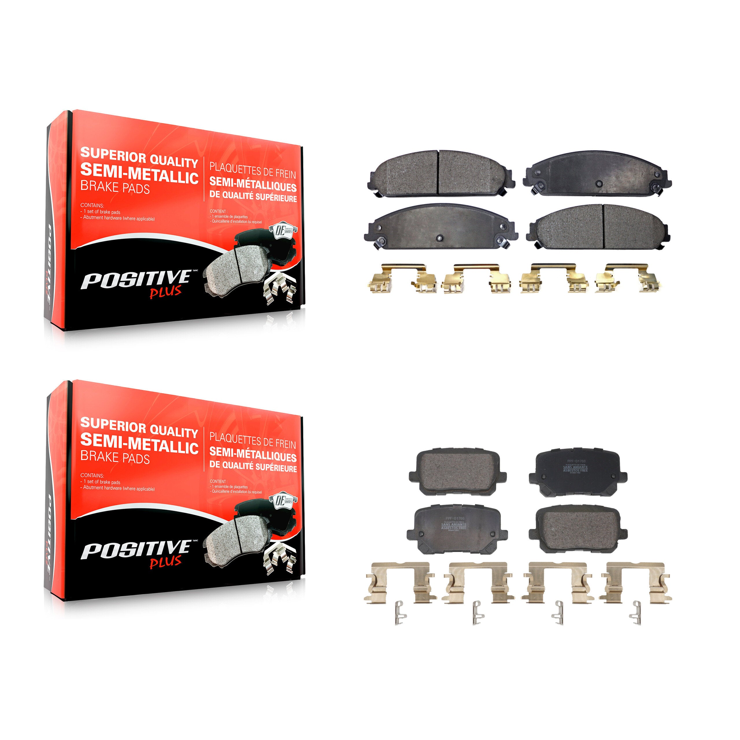 Positive Plus KPF-100691 Disc Brake Pad for 2014-2018 Dodge Charger - Front and Rear
