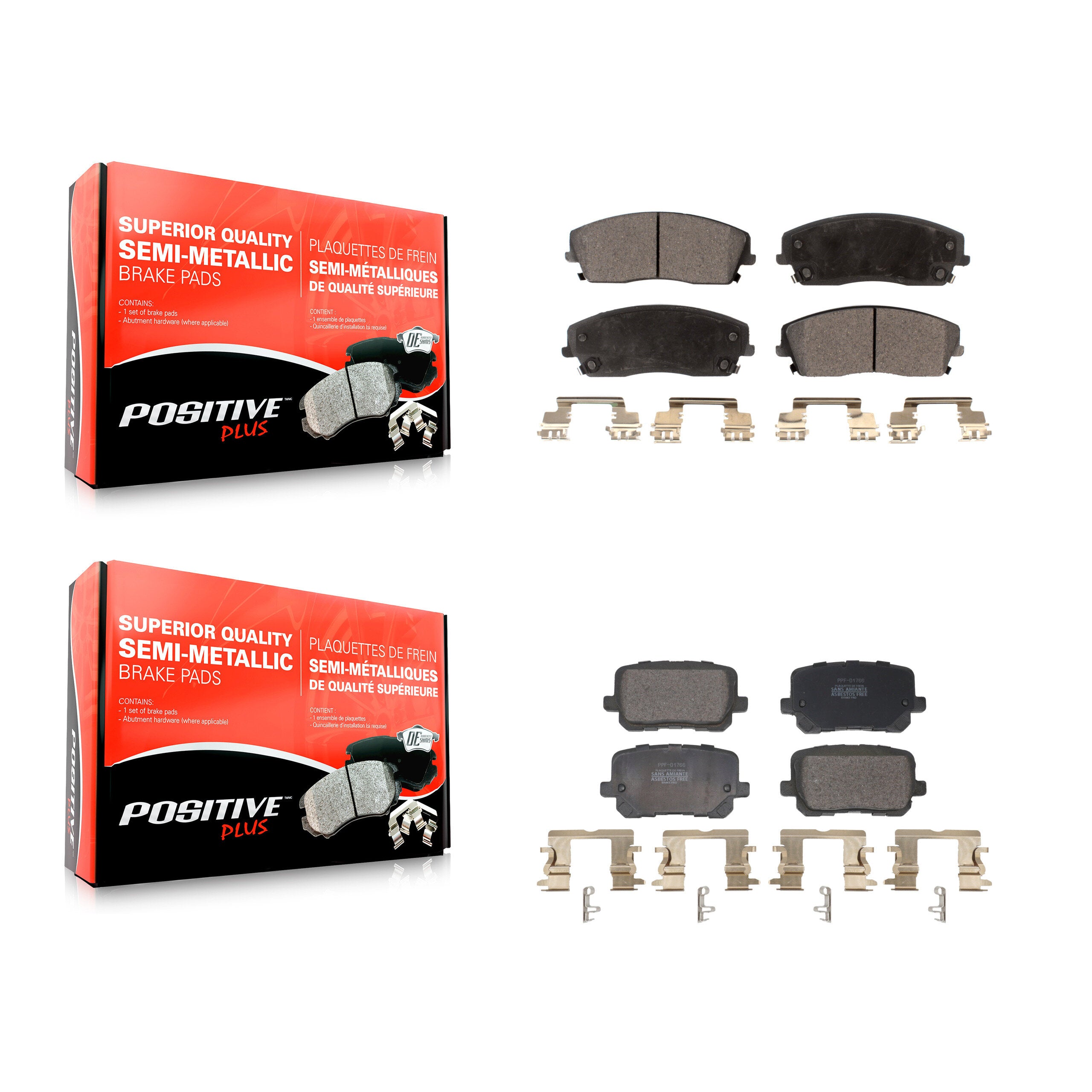 Positive Plus KPF-100692 Disc Brake Pad for 2014-2023 Dodge Charger - Front and Rear
