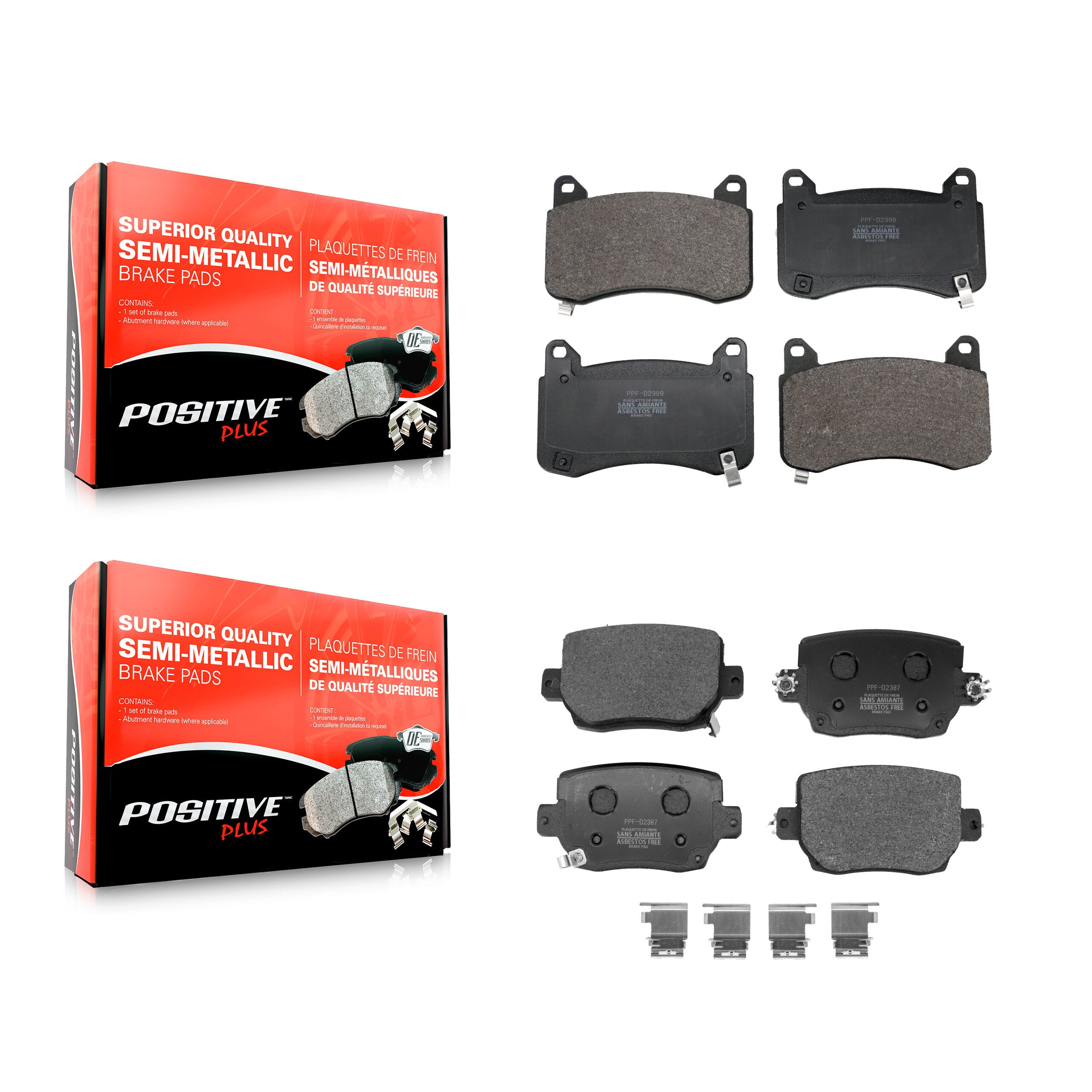 Positive Plus KPF-100704 Disc Brake Pad for 2017-2024 Tesla 3 - Front and Rear