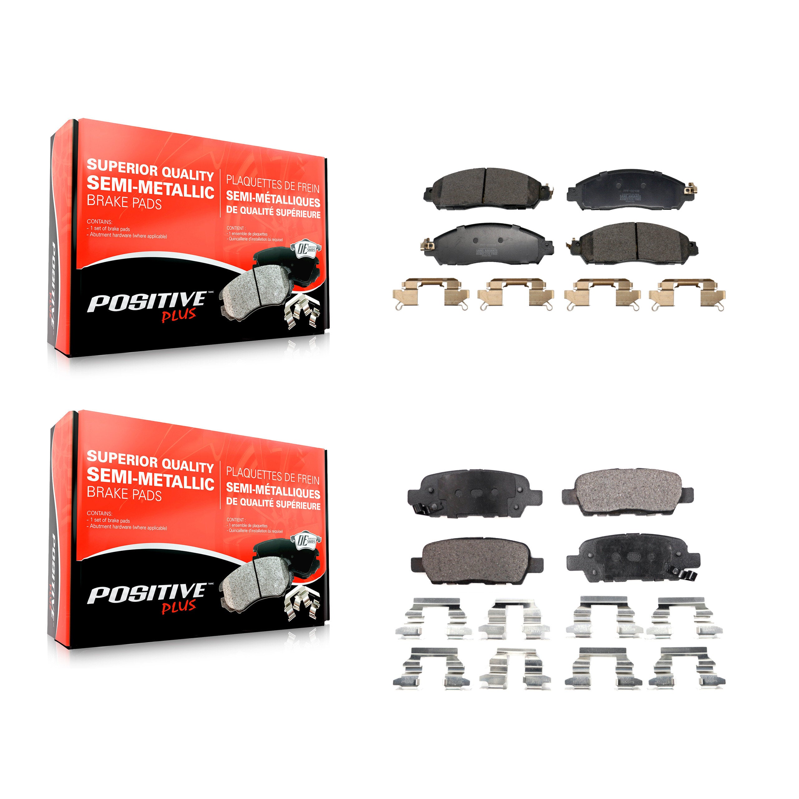 Positive Plus KPF-100705 Disc Brake Pad for 2018-2022 Nissan LEAF - Front and Rear