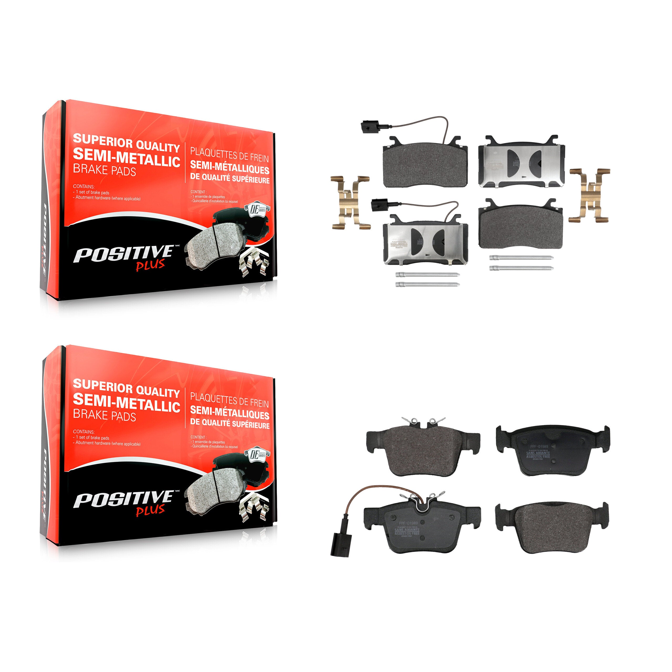 Positive Plus KPF-100707 Disc Brake Pad for 2017-2021 Alfa Romeo Stelvio, Alfa Romeo Giulia - Front and Rear