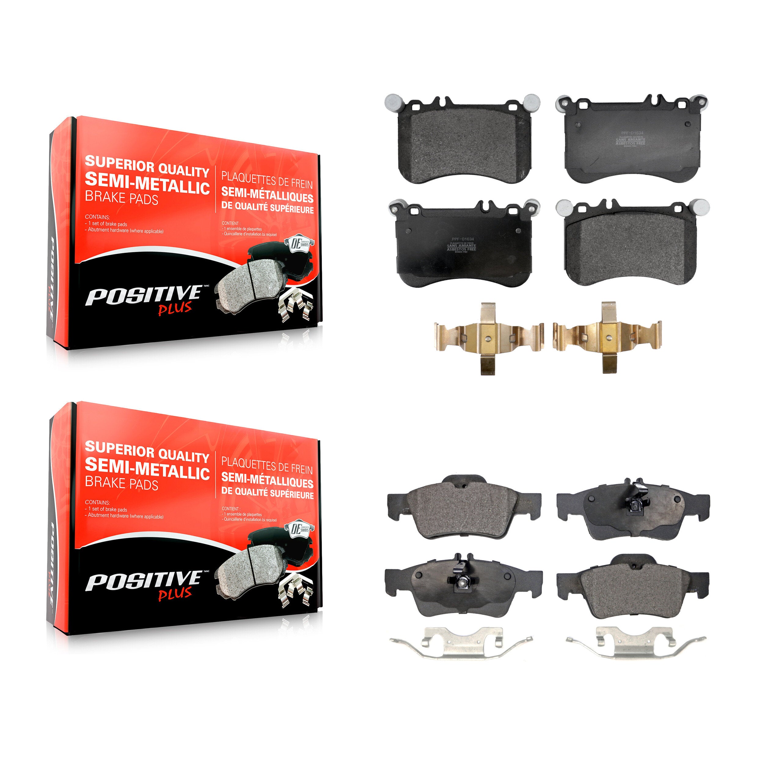 Positive Plus KPF-100708 Disc Brake Pad for 2012-2018 Mercedes-Benz CLS550, Mercedes-Benz E550 - Front and Rear