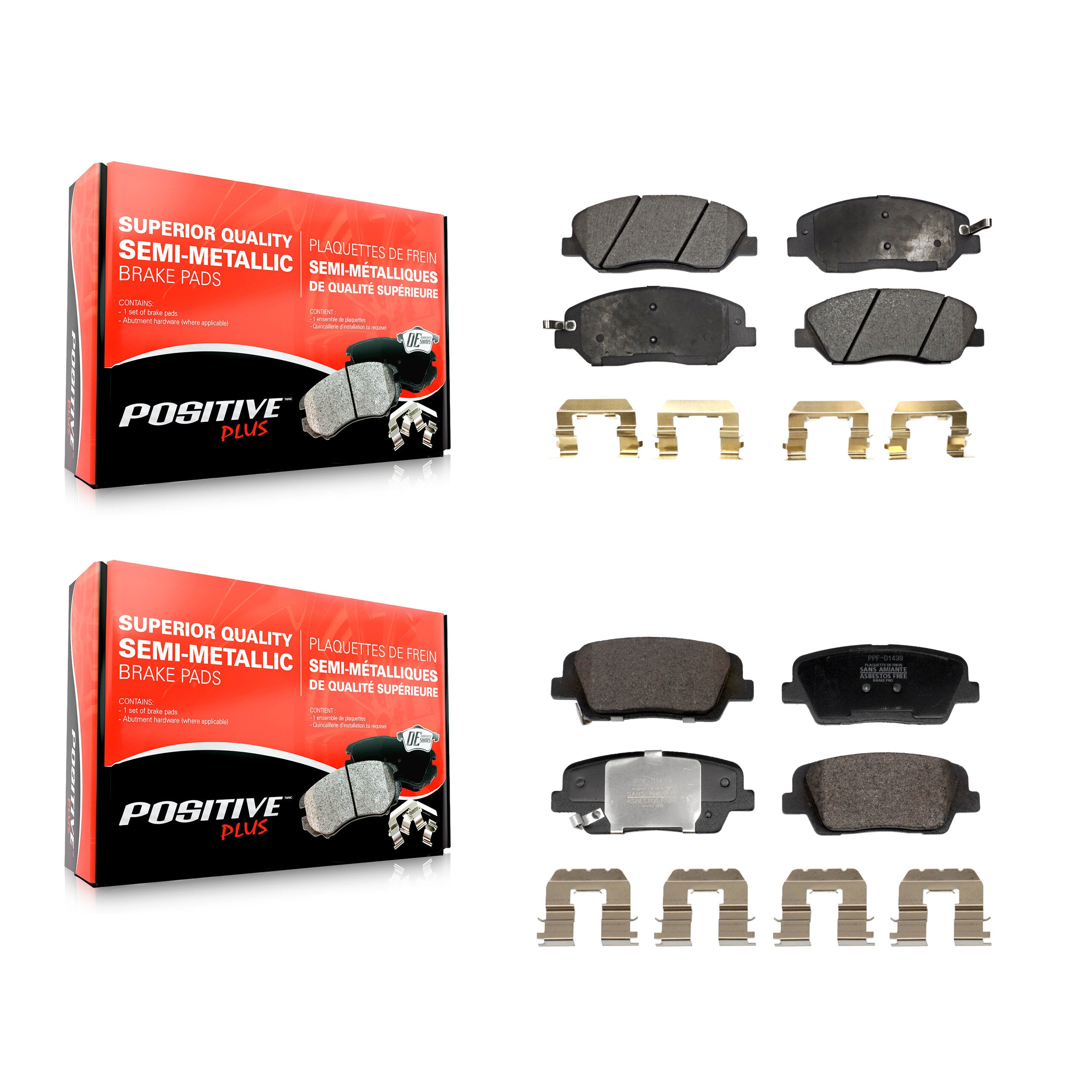 Positive Plus KPF-100713 Disc Brake Pad for 2013-2016 Hyundai Santa Fe, Hyundai Santa Fe XL - Front and Rear