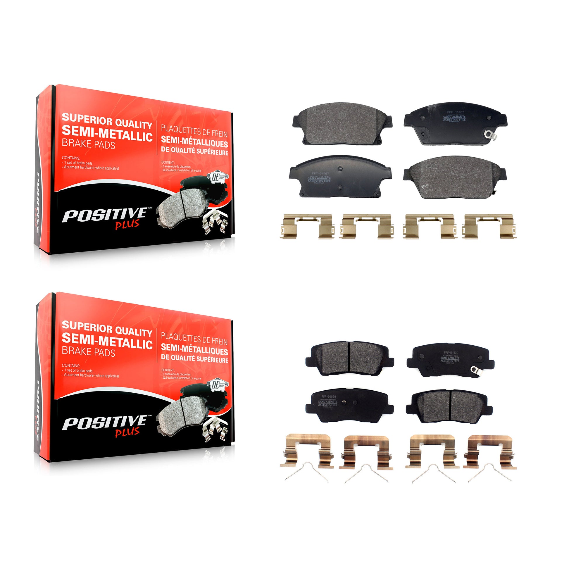 Positive Plus KPF-100716 Disc Brake Pad for 2017-2018 Cadillac ATS - Front and Rear
