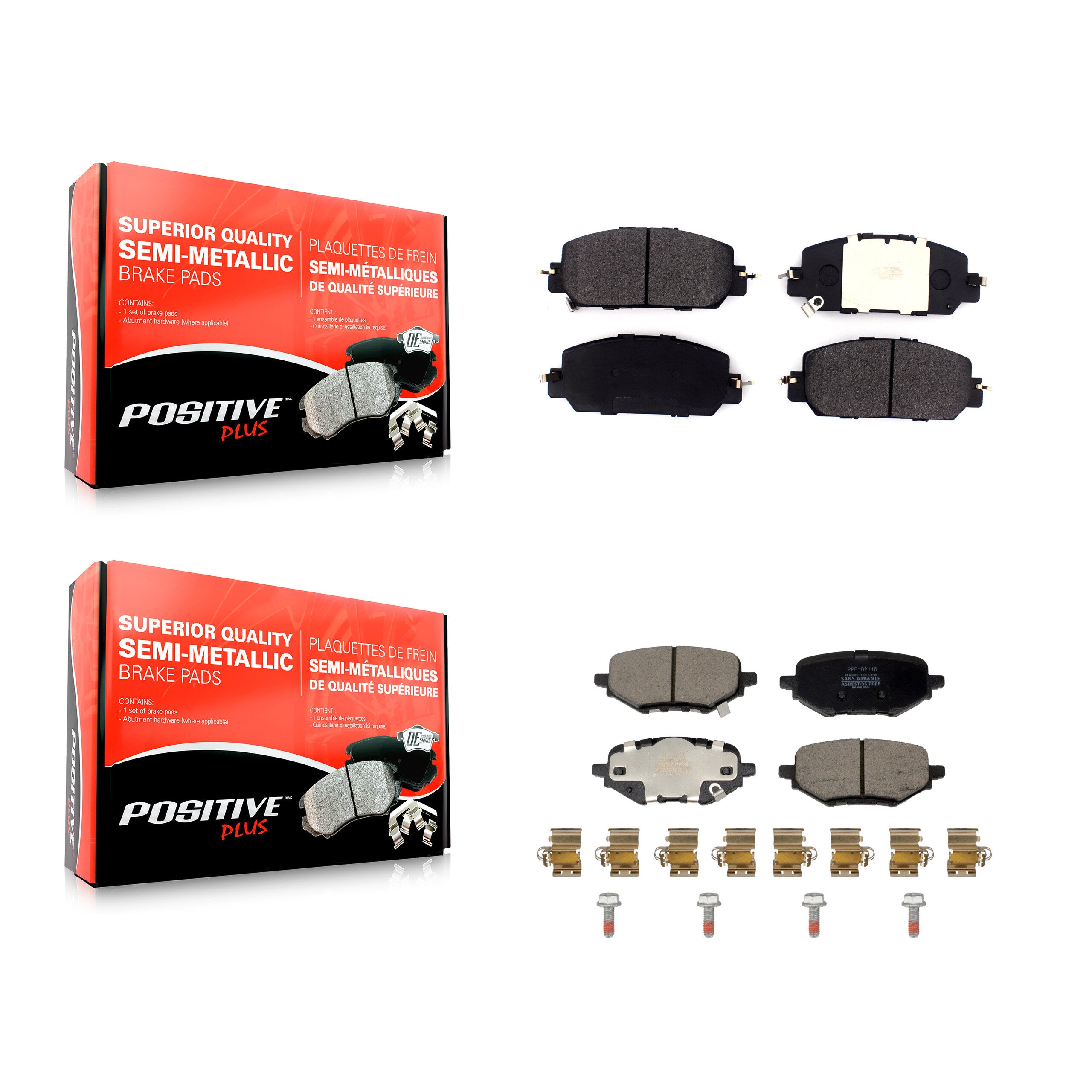 Positive Plus KPF-100721 Disc Brake Pad for 2017-2023 Honda HR-V, Honda Clarity - Front and Rear
