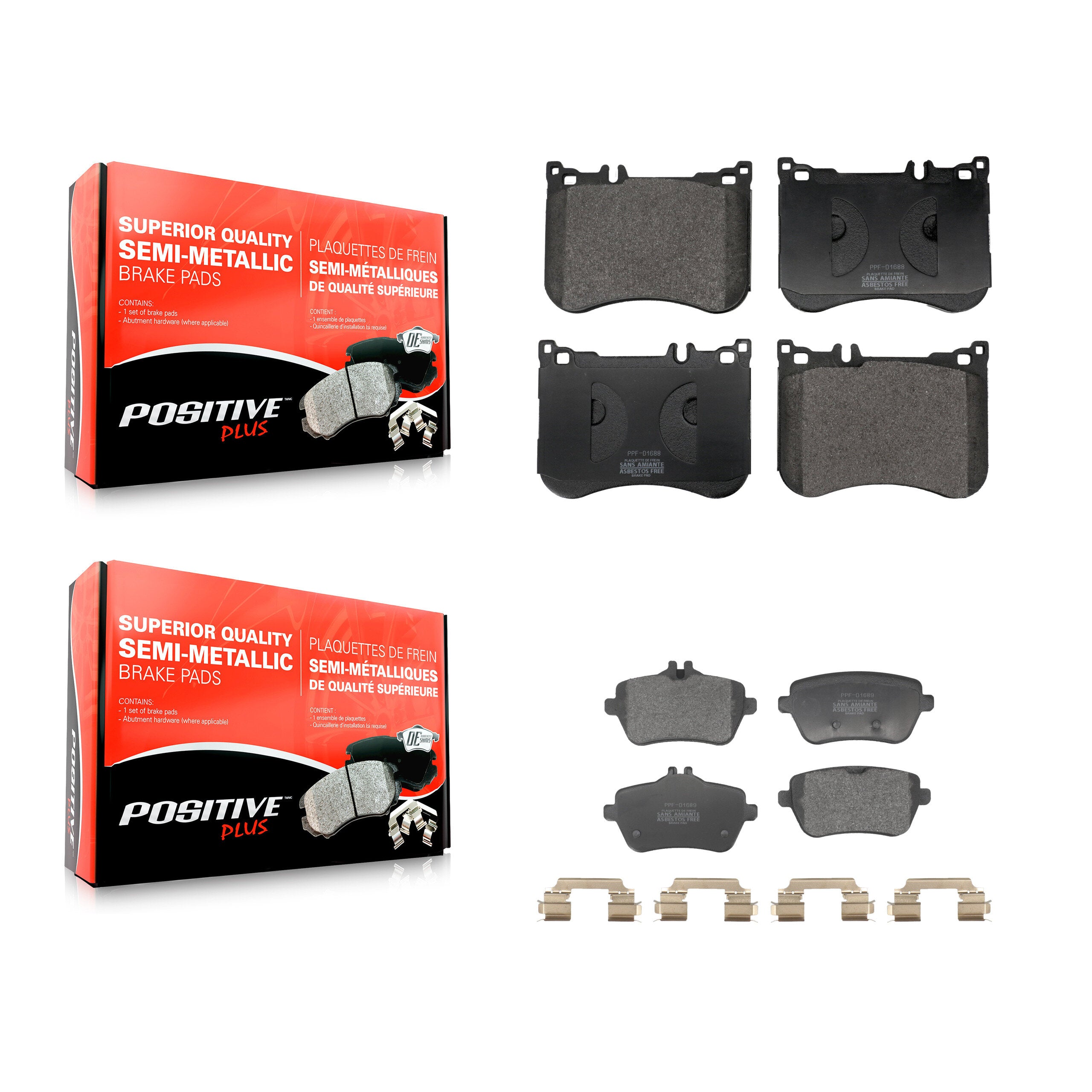 Positive Plus KPF-100725 Disc Brake Pad for 2013-2021 Mercedes-Benz Maybach S560, Mercedes-Benz S450 and More - Front and Rear
