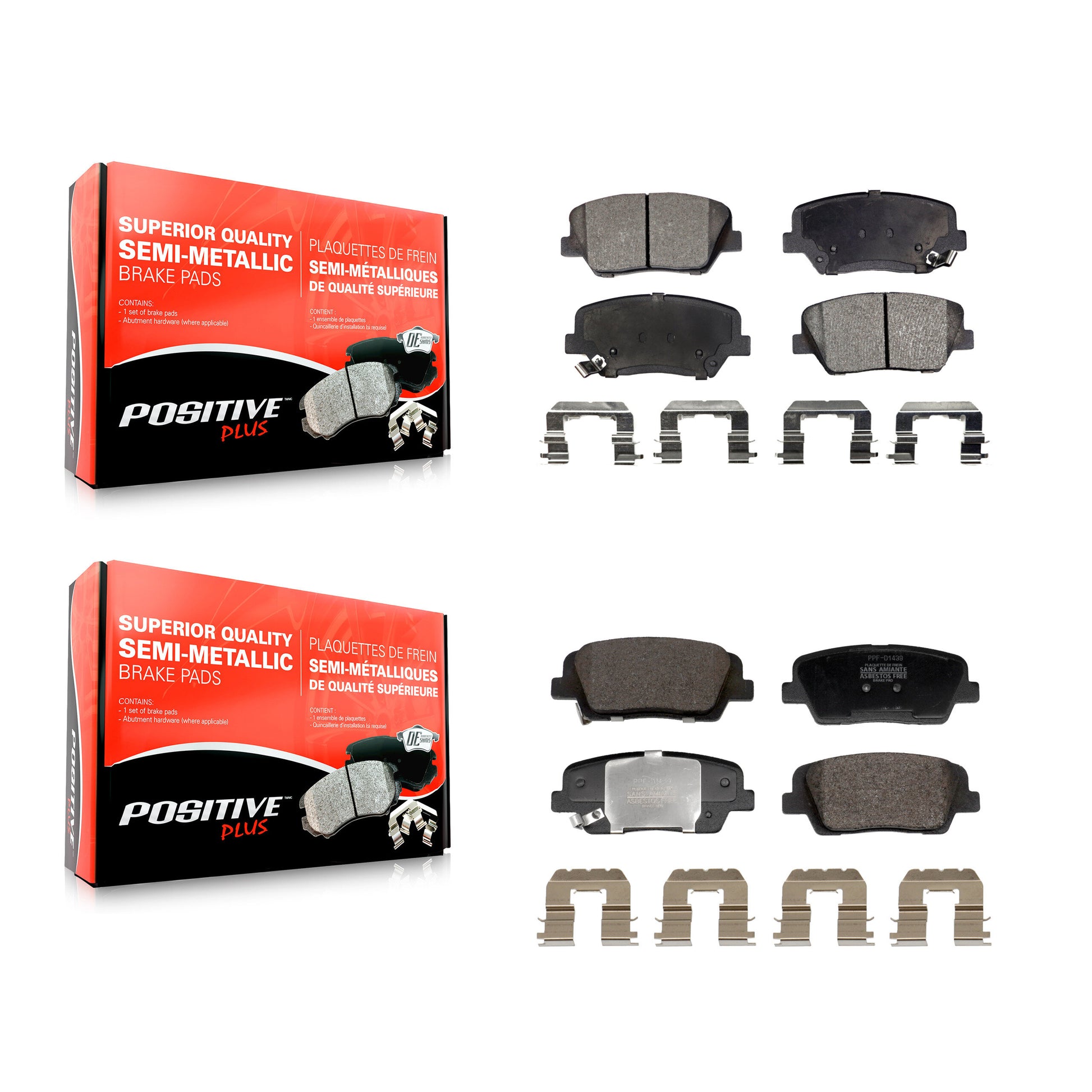 Positive Plus KPF-100729 Disc Brake Pad for 2010-2016 Kia Sorento, Hyundai Santa Fe Sport, Hyundai Santa Fe - Front and Rear