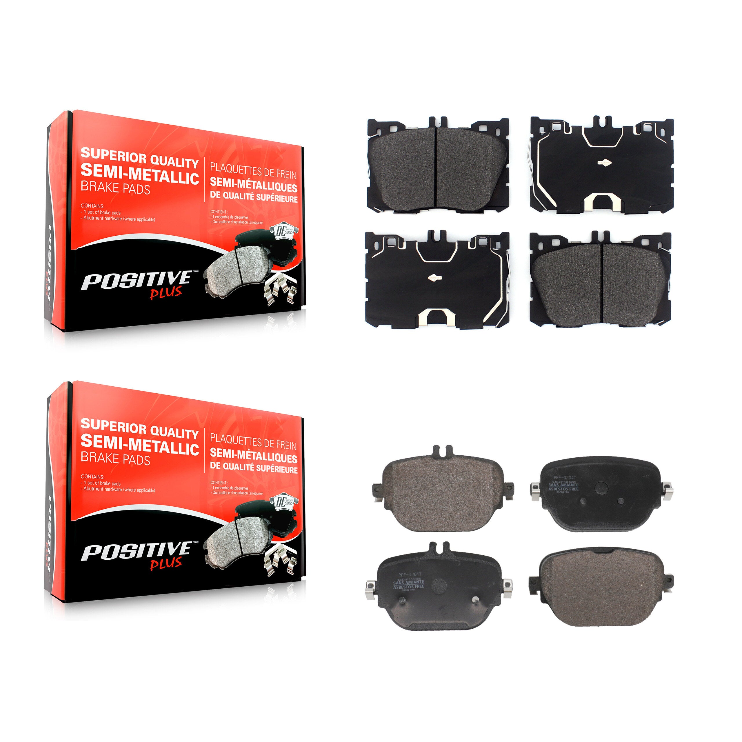 Positive Plus KPF-100741 Disc Brake Pad for 2017-2023 Mercedes-Benz CLS53 AMG, Mercedes-Benz E450 and More - Front and Rear