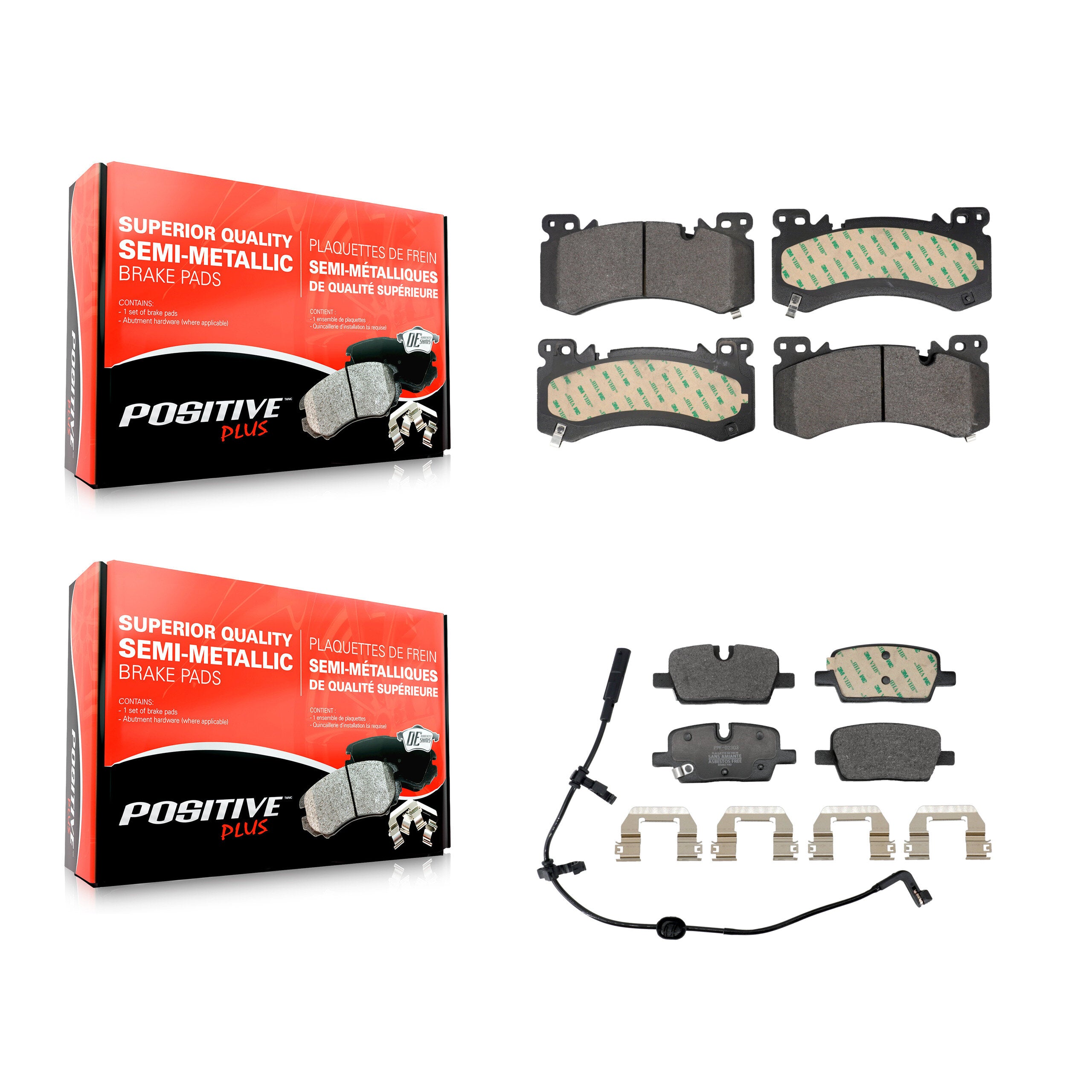 Positive Plus KPF-100744 Disc Brake Pad for 2022-2023 Cadillac XT5, Cadillac XT6 - Front and Rear