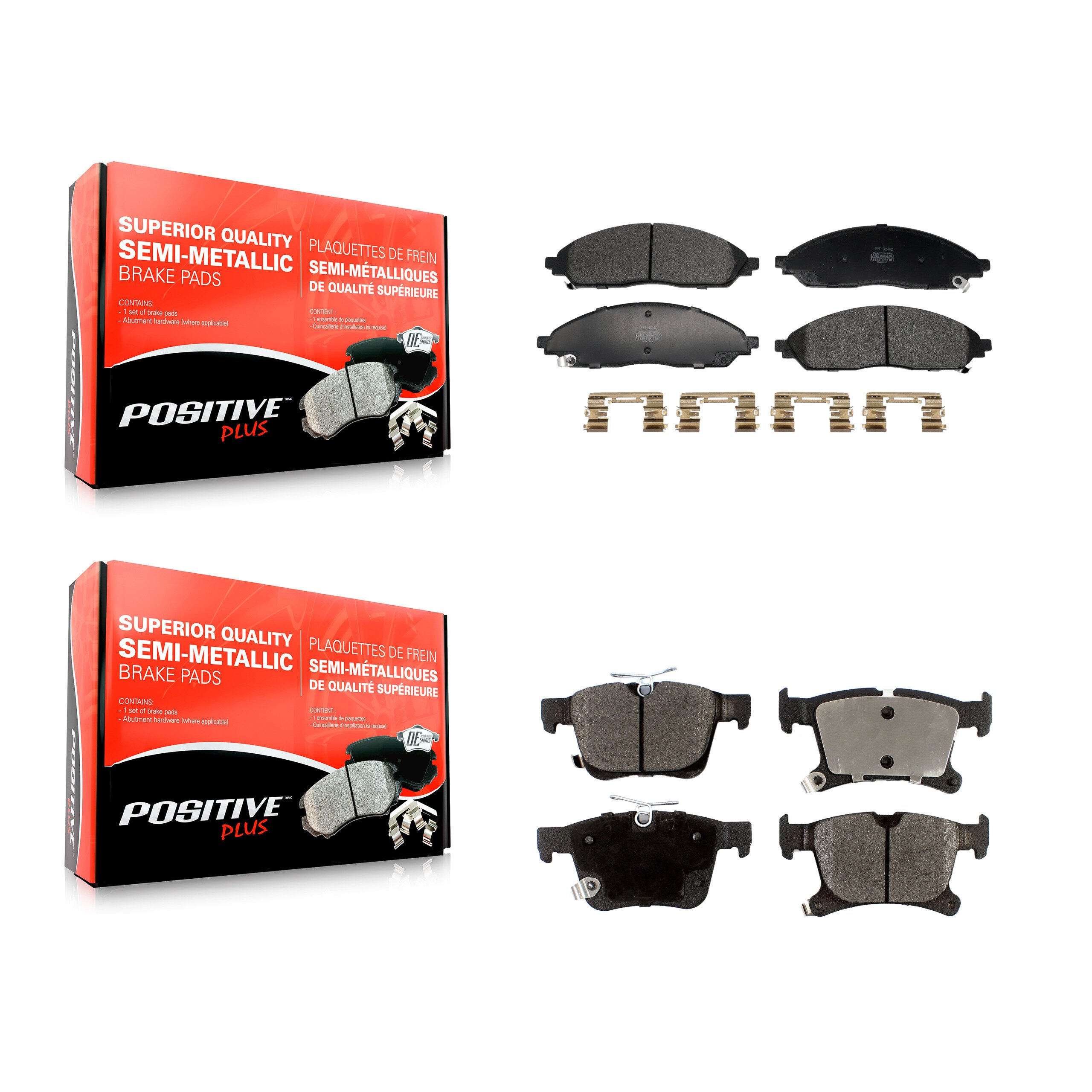 Positive Plus KPF-100750 Disc Brake Pad for 2020-2023 Chrysler Pacifica - Front and Rear