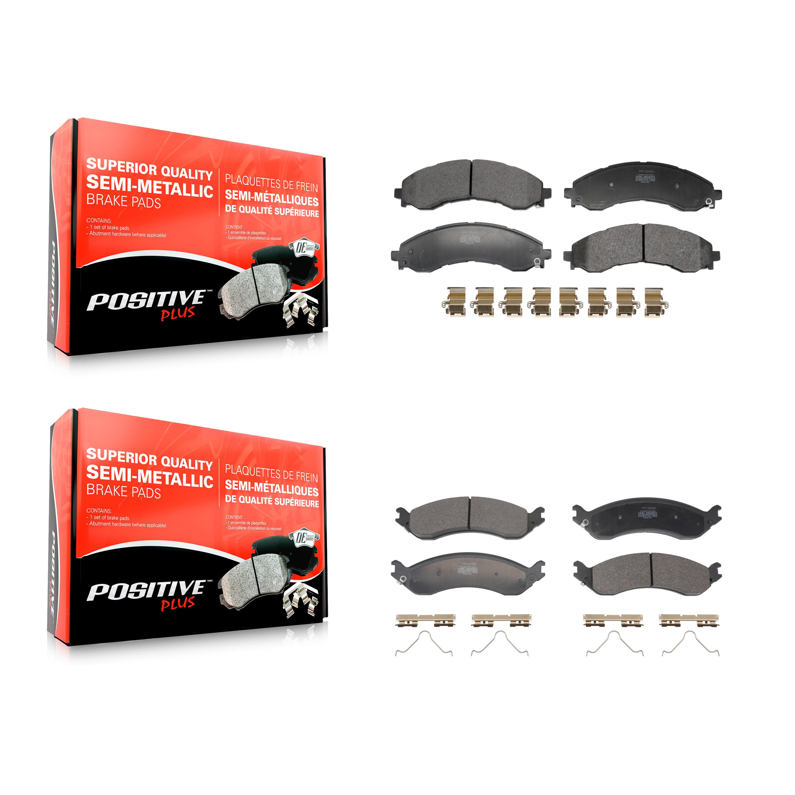 Positive Plus KPF-100752 Disc Brake Pad for 2021-2024 Chevrolet Express 2500, Chevrolet Express 3500 and More - Front and Rear