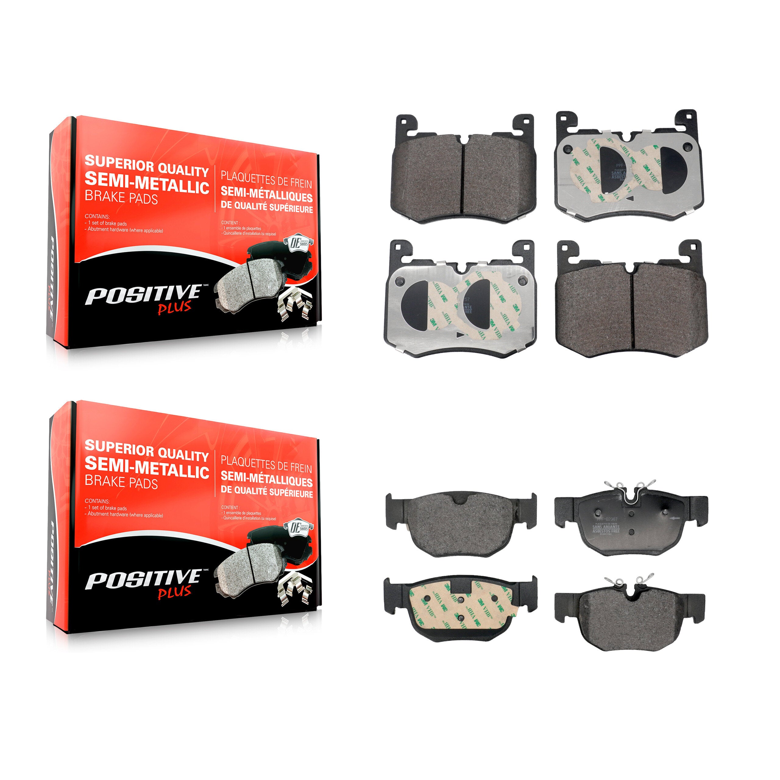 Positive Plus KPF-100755 Disc Brake Pad for 2017-2021 Land Rover Range Rover Velar, Jaguar F-Pace - Front and Rear