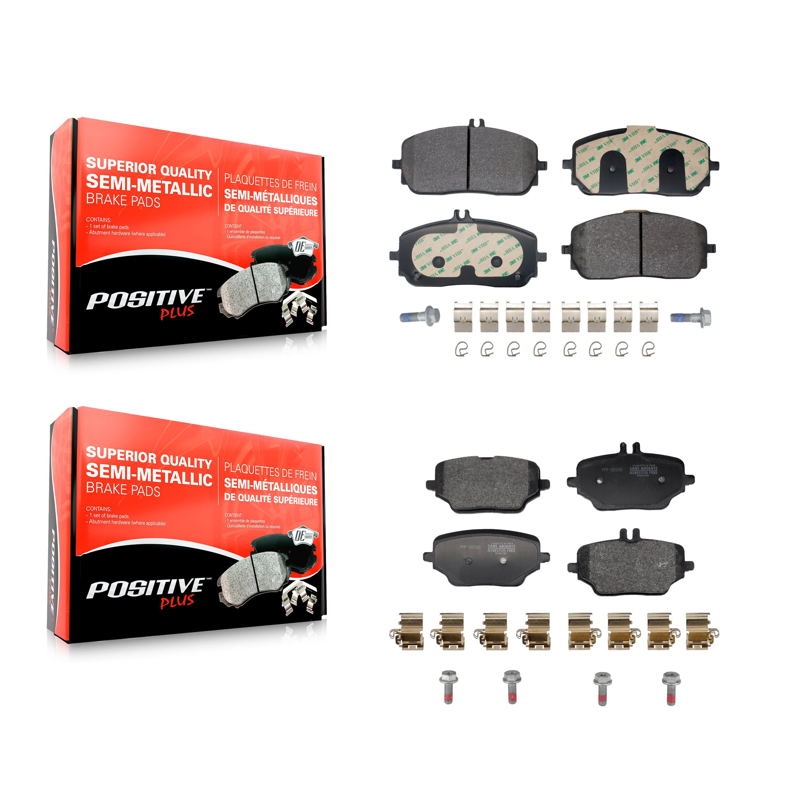 Positive Plus KPF-100758 Disc Brake Pad for 2020-2023 Mercedes-Benz GLE350 - Front and Rear