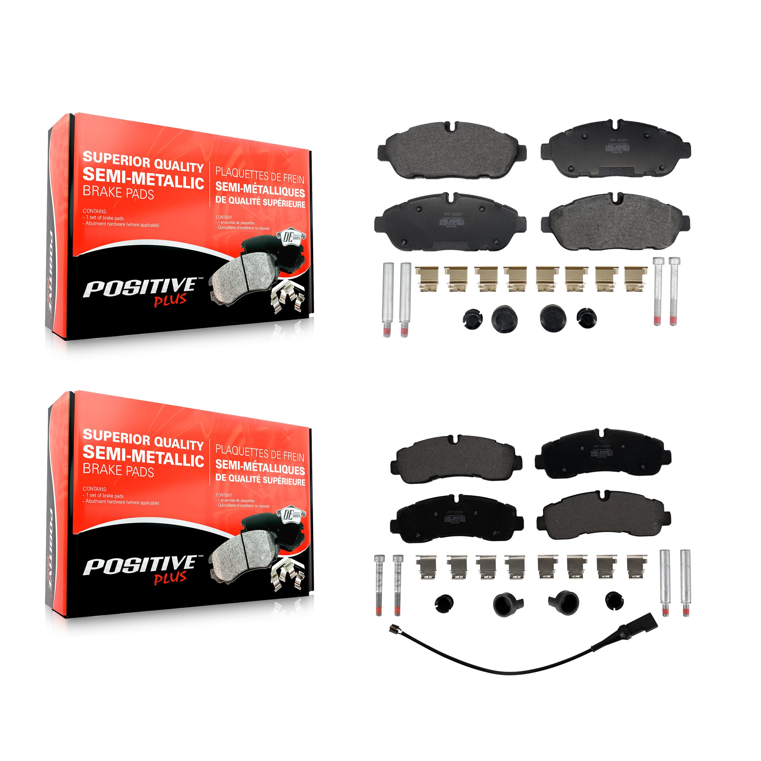 Positive Plus KPF-100761 Disc Brake Pad for 2020-2021 Ford Transit-350, Ford Transit-350 HD - Front and Rear