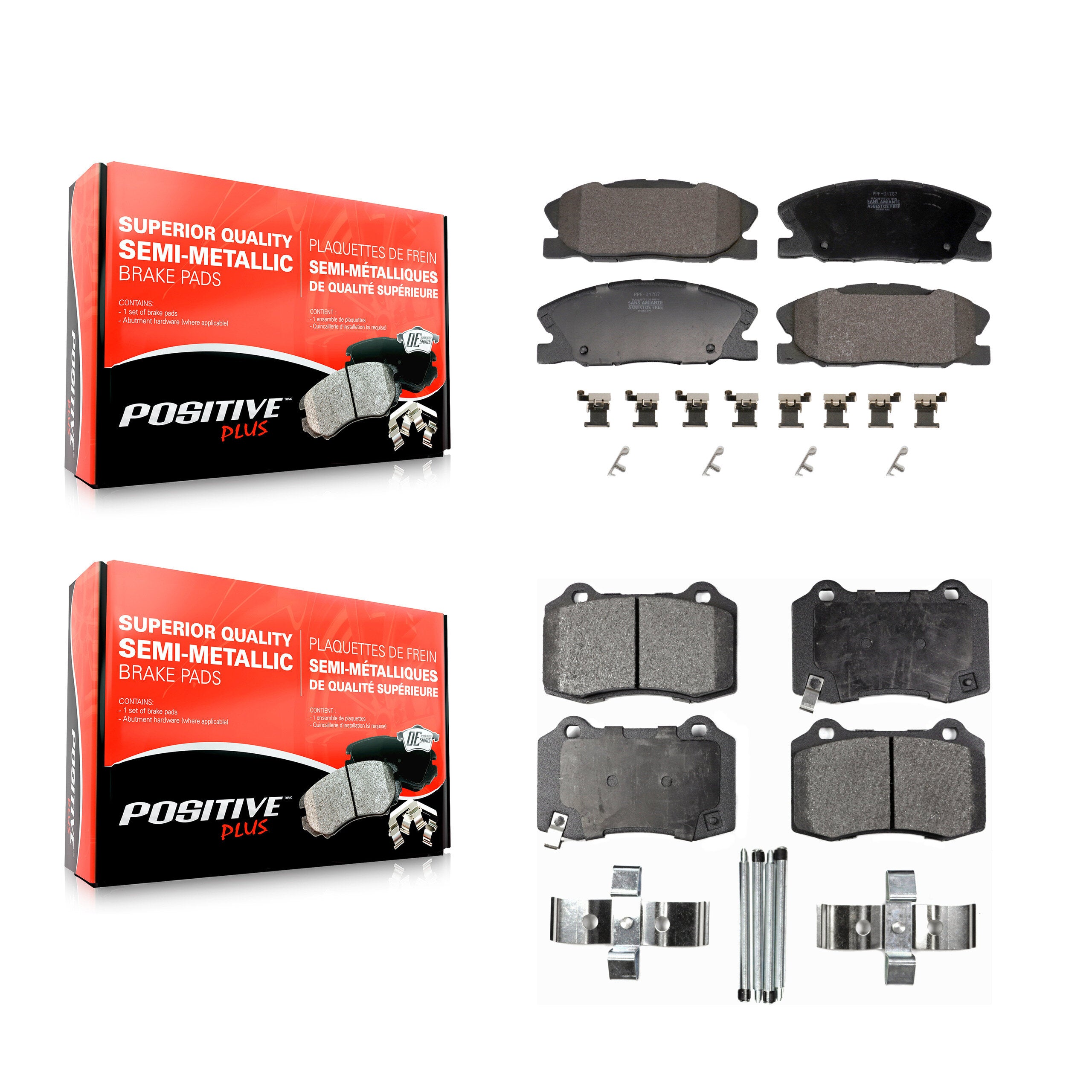 Positive Plus KPF-100763 Disc Brake Pad for 2014-2022 Dodge Charger - Front and Rear