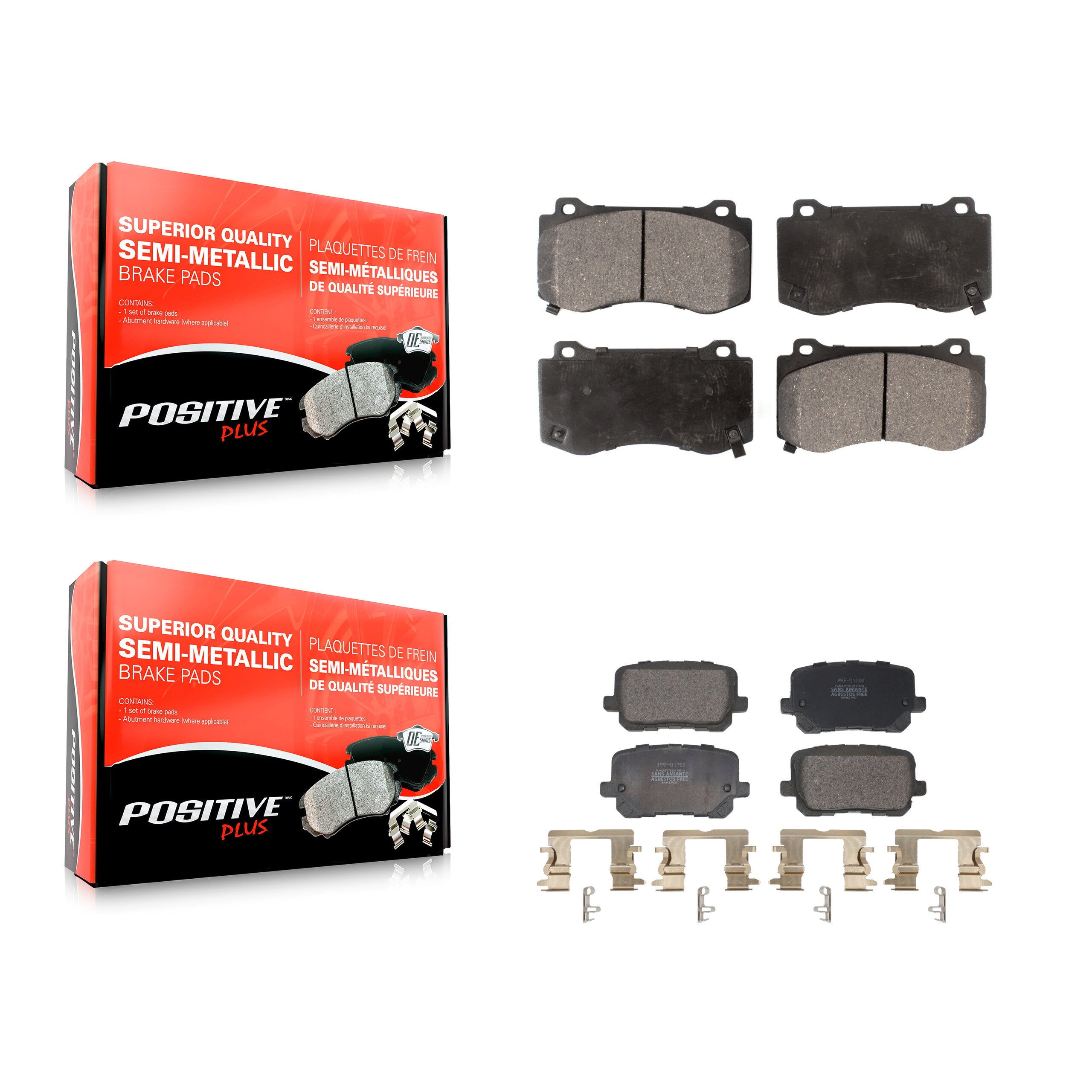 Positive Plus KPF-100764 Disc Brake Pad for 2014-2016 Dodge Charger - Front and Rear