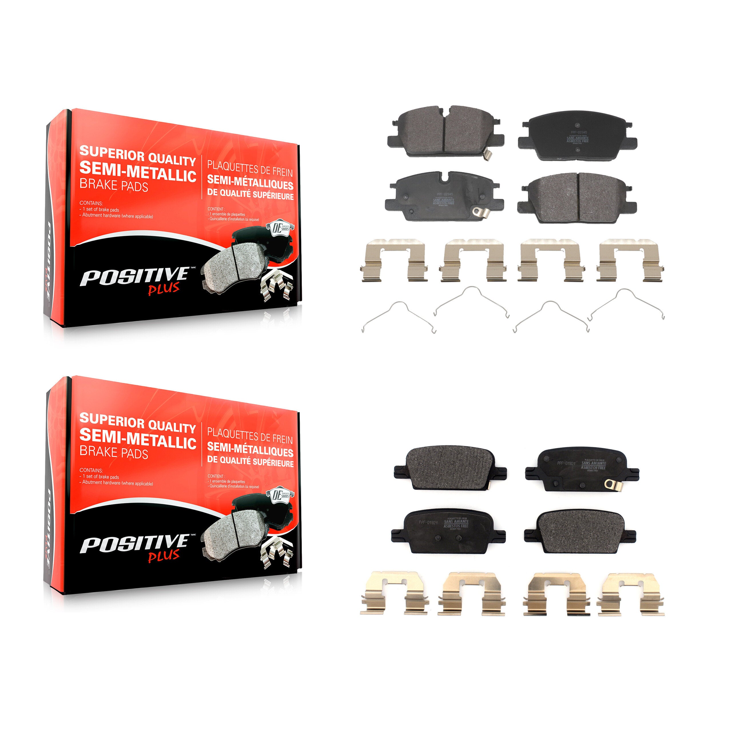 Positive Plus KPF-100768 Disc Brake Pad for 2020-2022 Chevrolet Malibu - Front and Rear