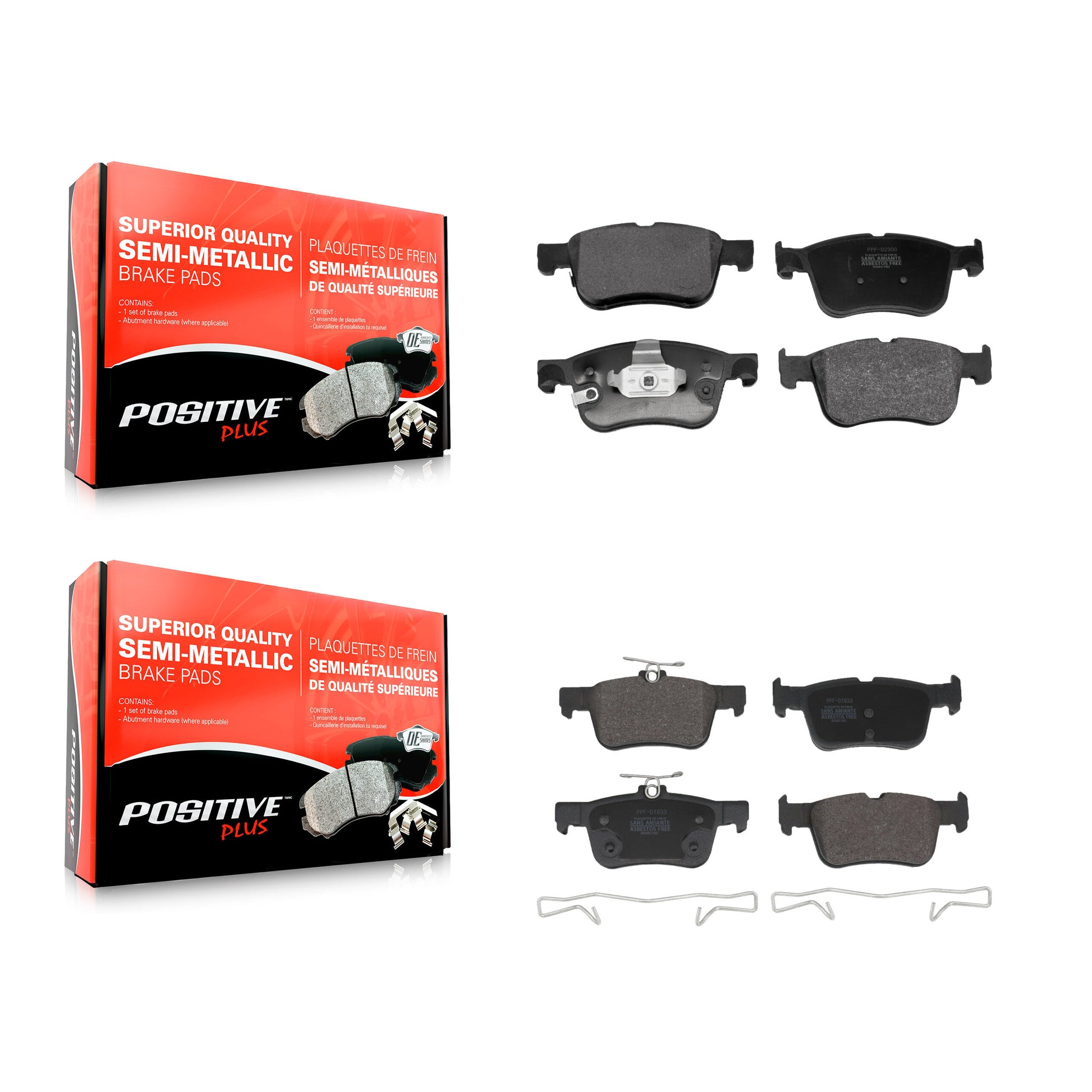 Positive Plus KPF-100774 Disc Brake Pad for 2020-2023 Ford Maverick, Ford Bronco Sport and More - Front and Rear