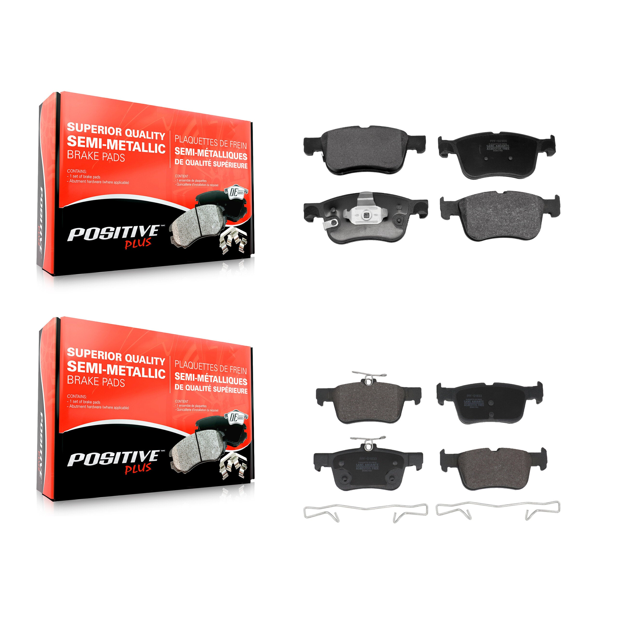 Positive Plus KPF-100774 Disc Brake Pad for 2020-2023 Ford Maverick, Ford Bronco Sport and More - Front and Rear