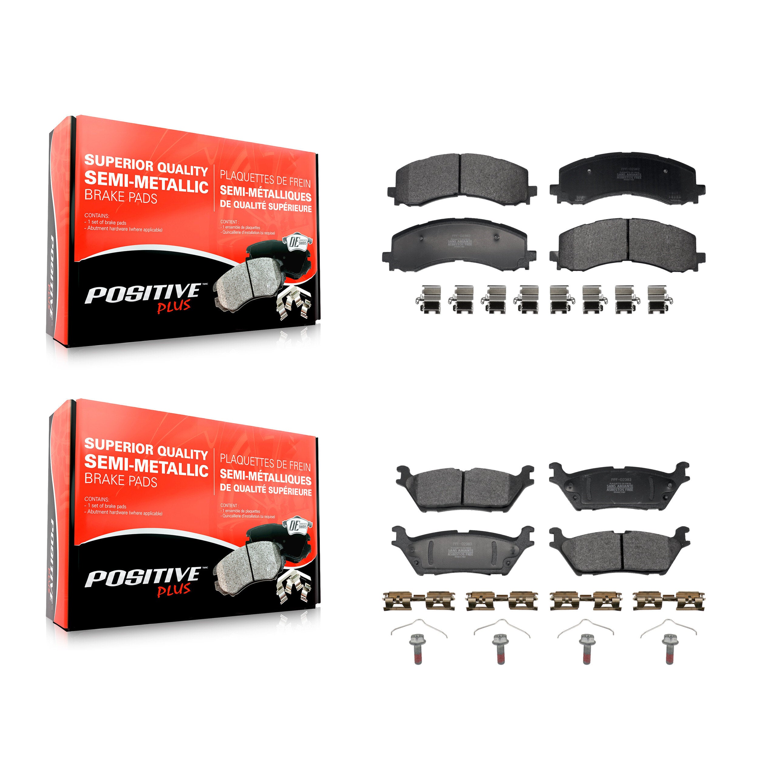 Positive Plus KPF-100776 Disc Brake Pad for 2021-2025 Ford Bronco, Ford Expedition and More - Front and Rear