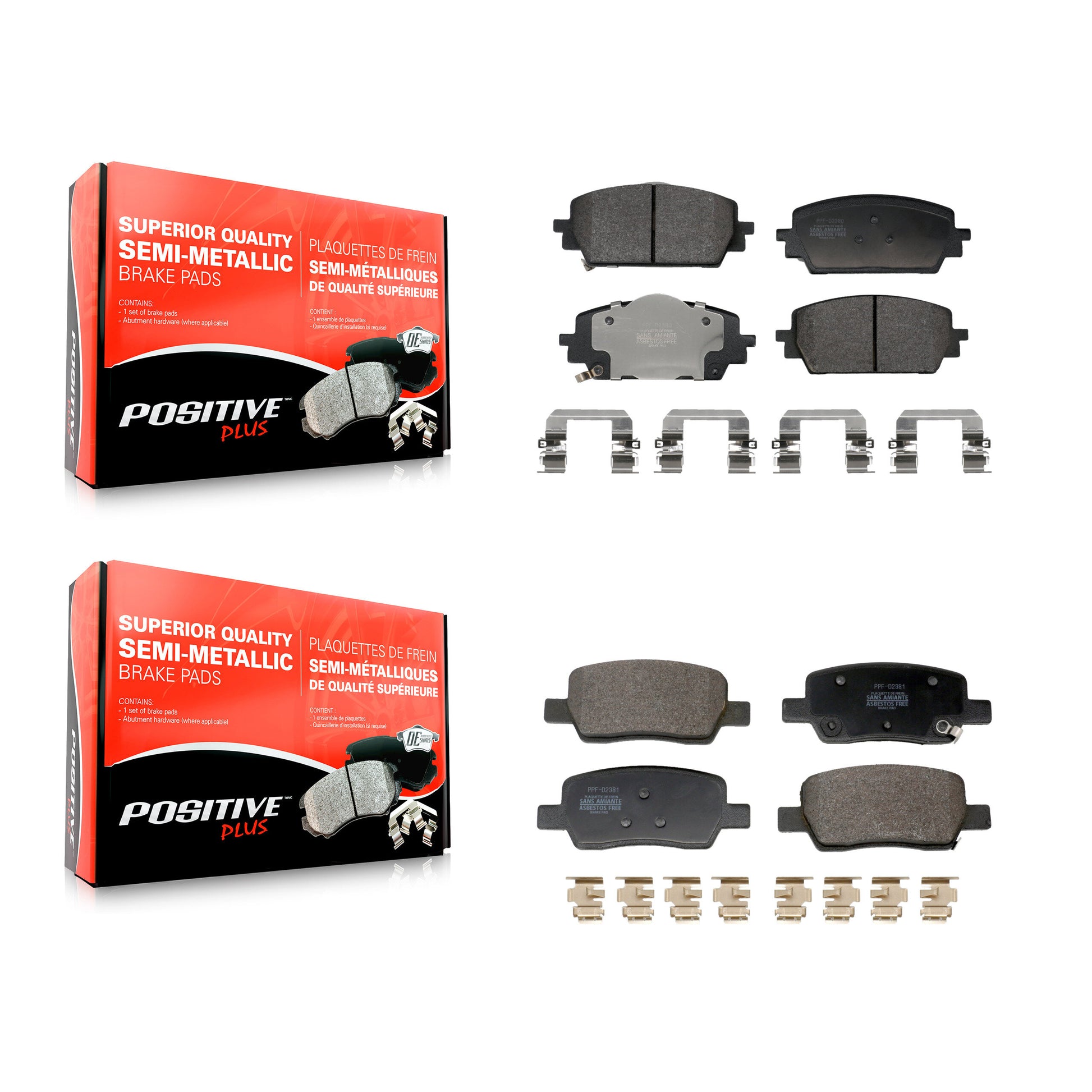 Positive Plus KPF-100778 Disc Brake Pad for 2021-2024 Hyundai Santa Cruz, Hyundai Santa Fe, Kia Sorento - Front and Rear