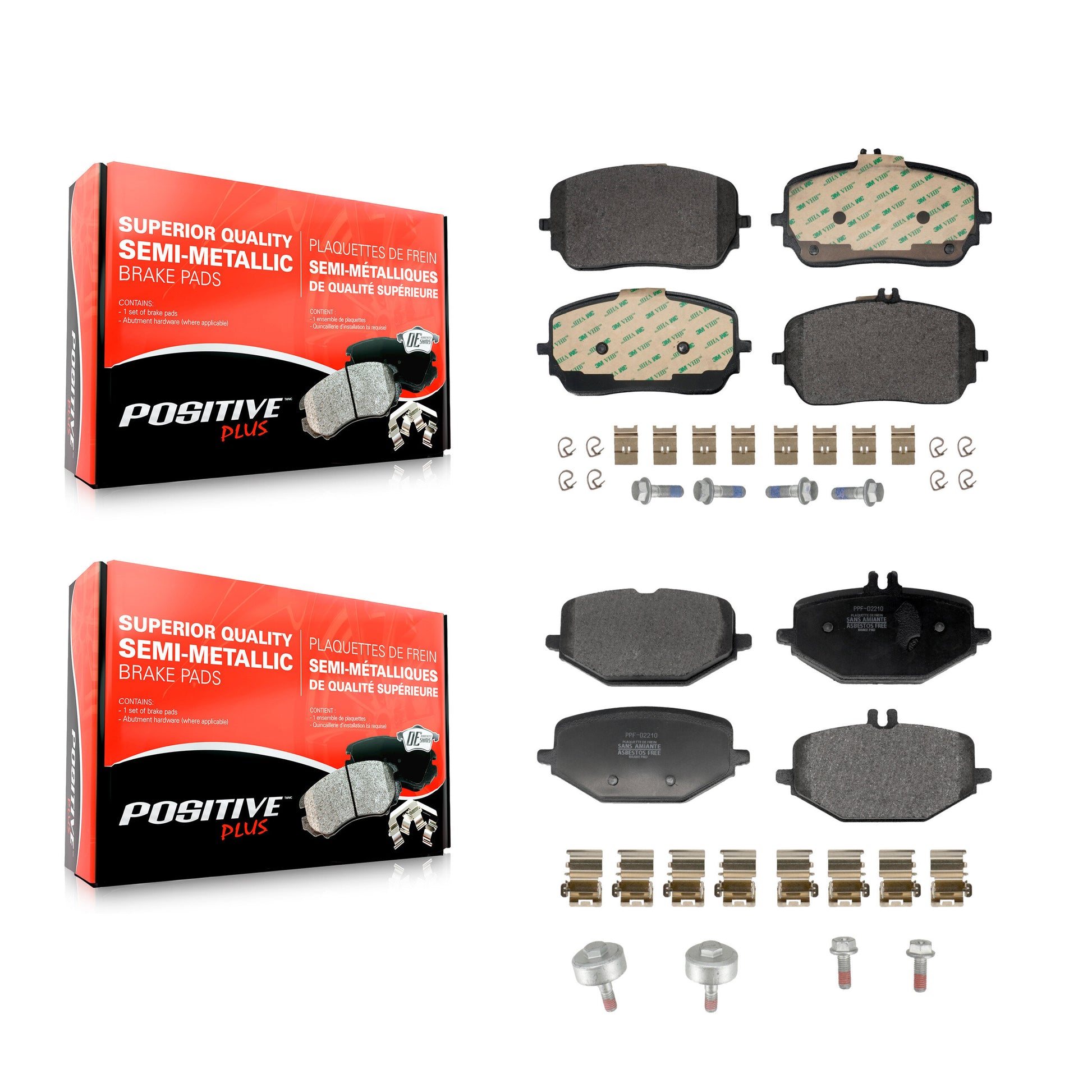Positive Plus KPF-100781 Disc Brake Pad for 2020-2023 Mercedes-Benz Maybach GLS600, Mercedes-Benz GLE450 and More - Front and Rear